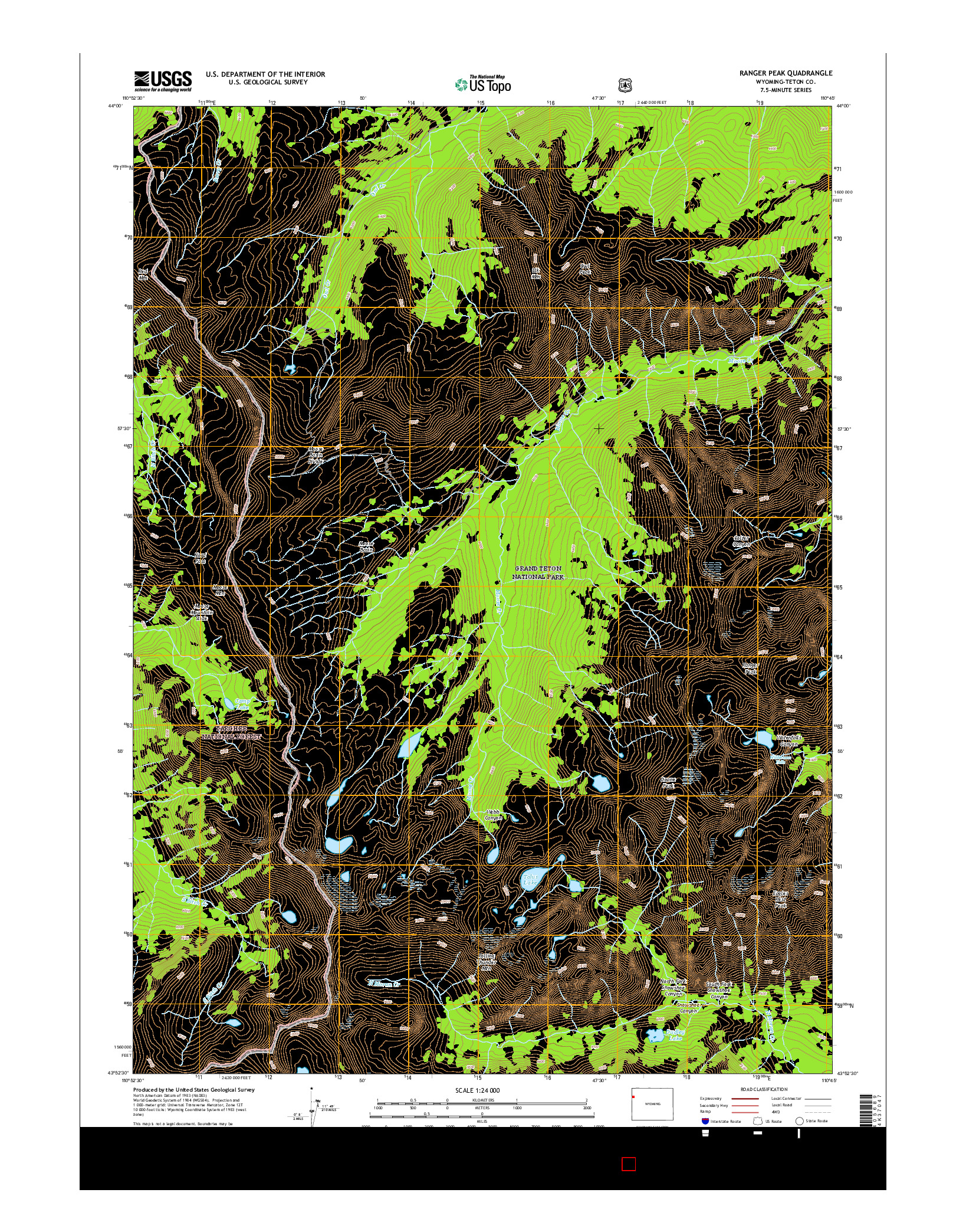 USGS US TOPO 7.5-MINUTE MAP FOR RANGER PEAK, WY 2015