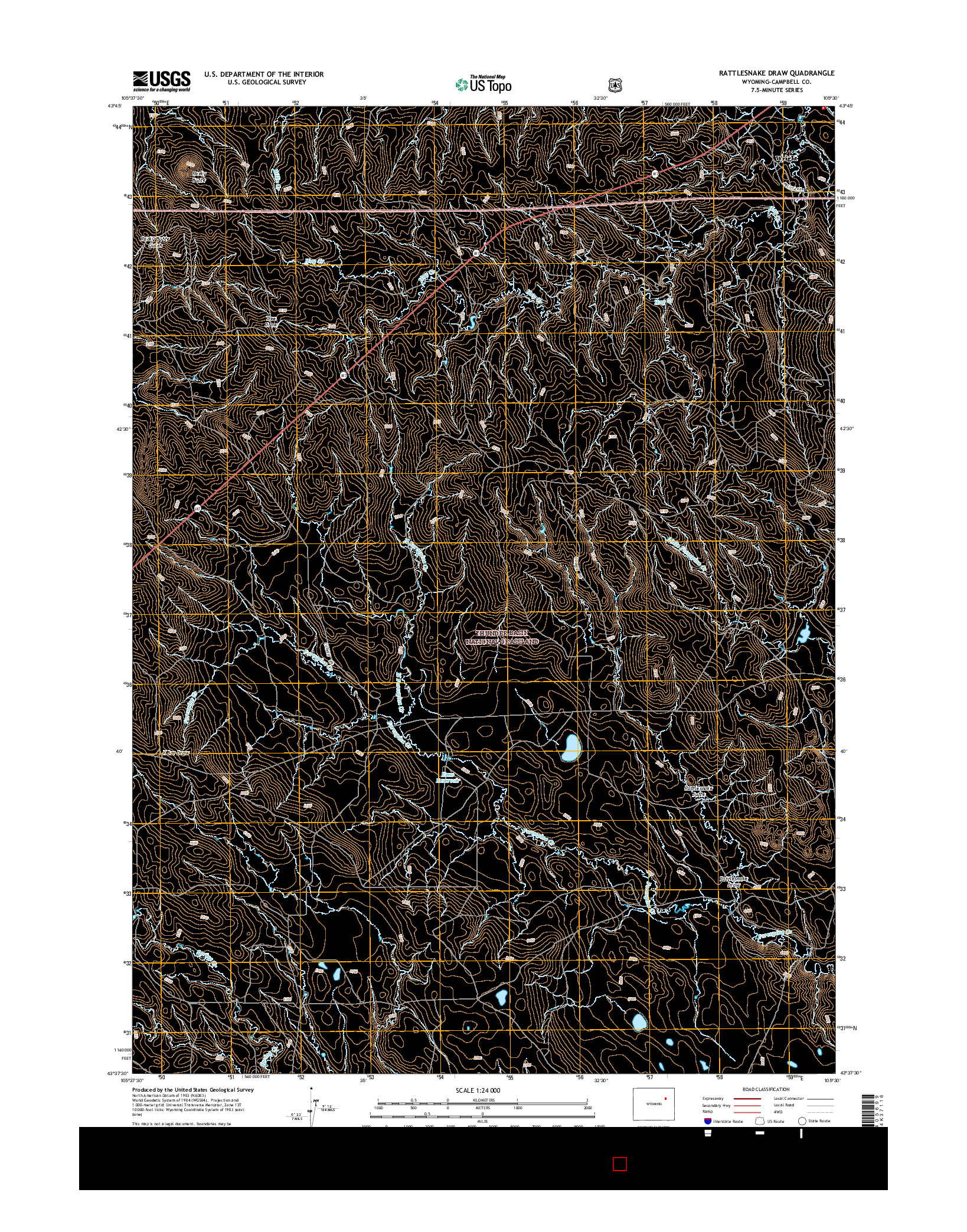 USGS US TOPO 7.5-MINUTE MAP FOR RATTLESNAKE DRAW, WY 2015