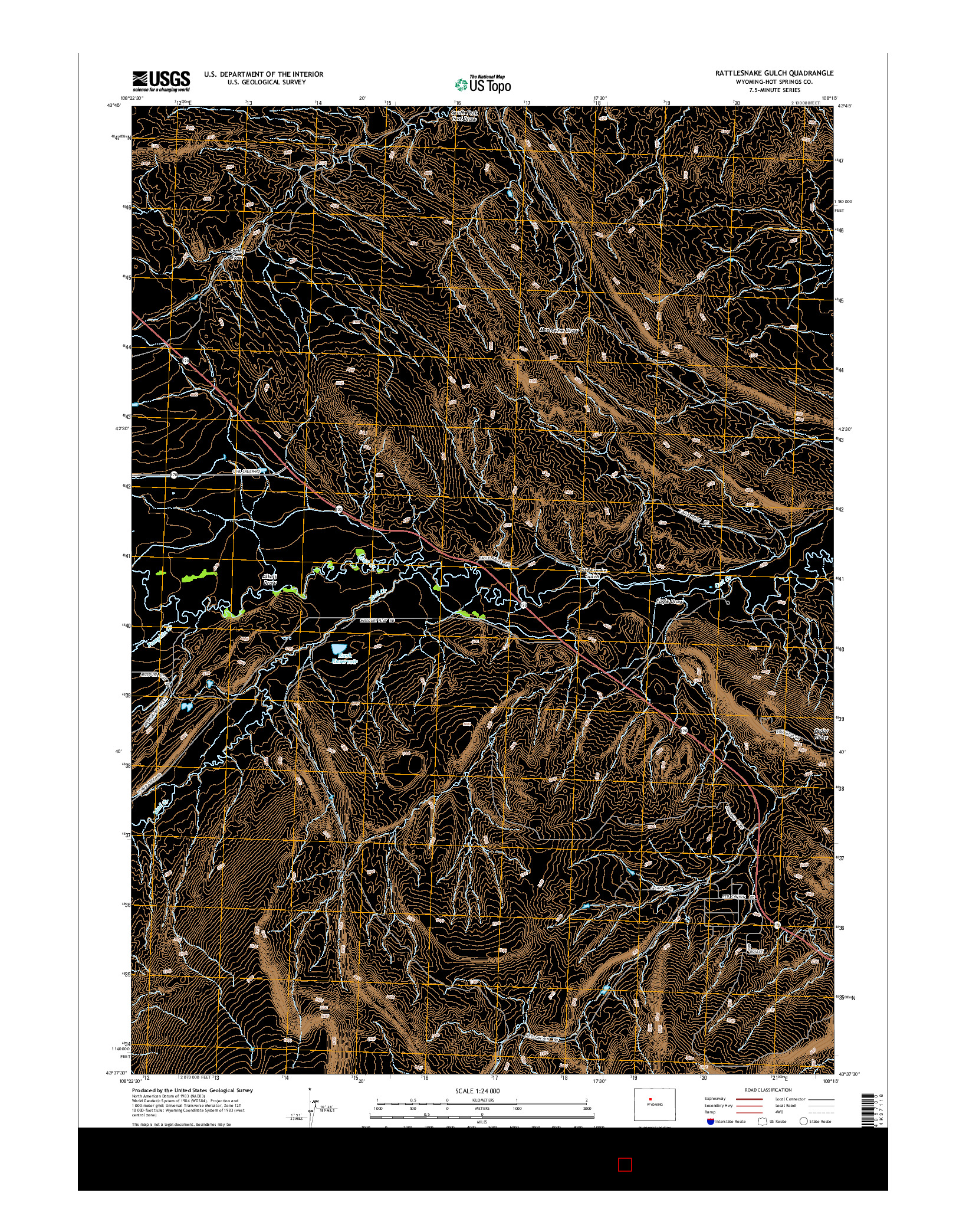 USGS US TOPO 7.5-MINUTE MAP FOR RATTLESNAKE GULCH, WY 2015