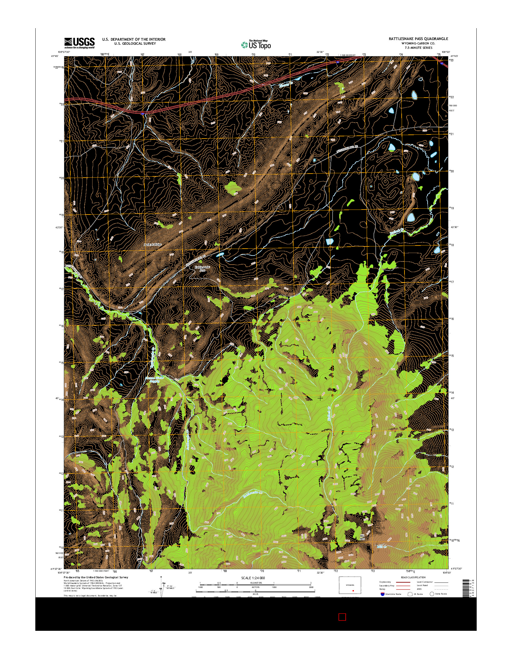 USGS US TOPO 7.5-MINUTE MAP FOR RATTLESNAKE PASS, WY 2015