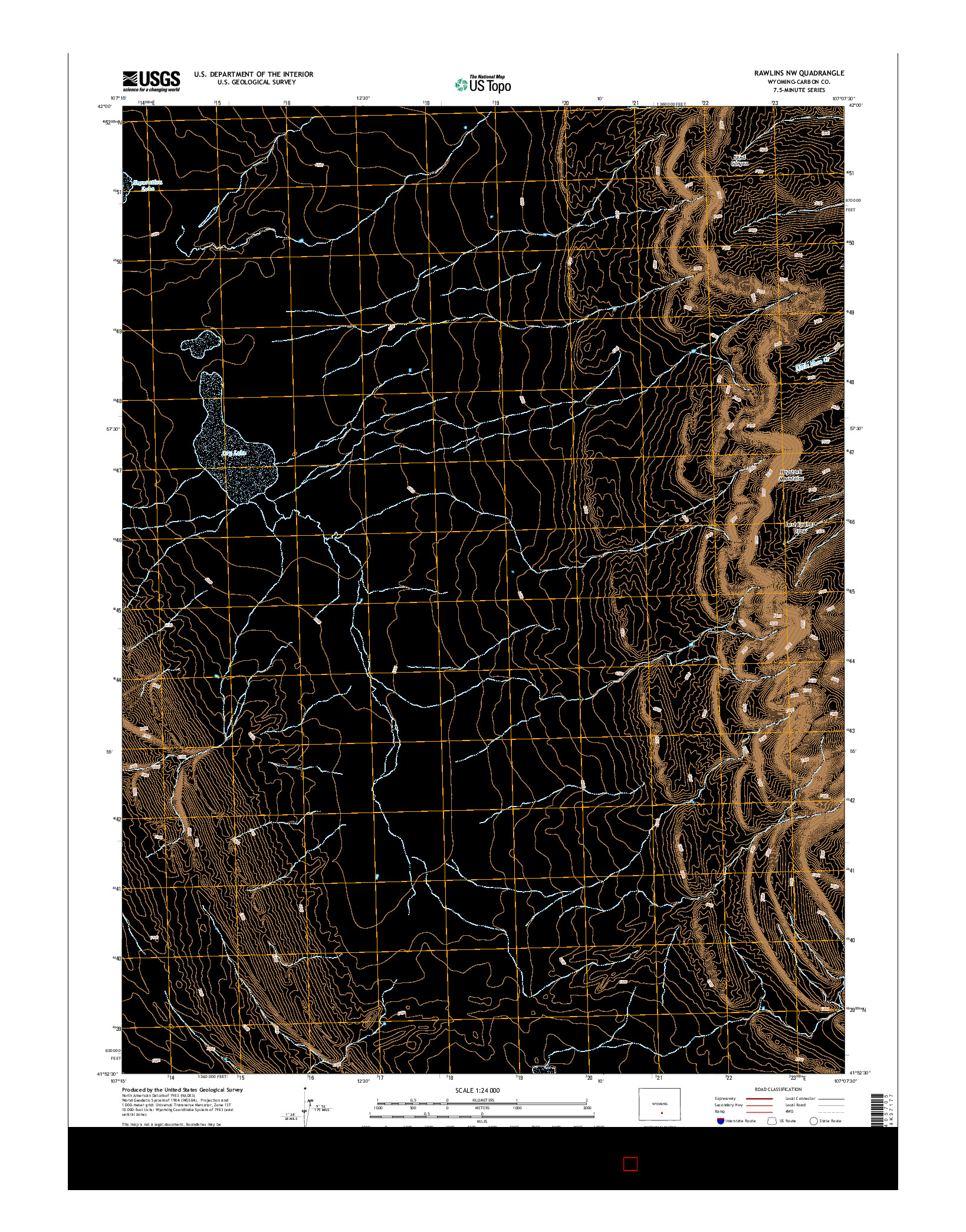 USGS US TOPO 7.5-MINUTE MAP FOR RAWLINS NW, WY 2015