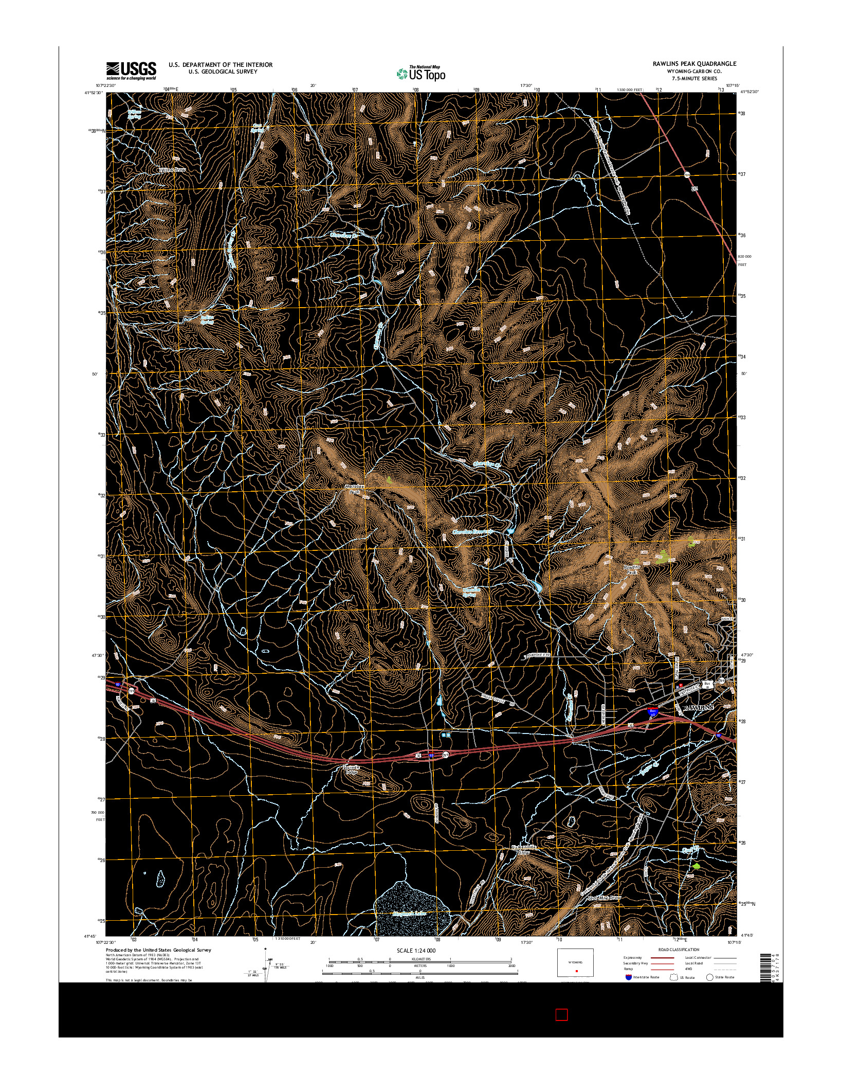 USGS US TOPO 7.5-MINUTE MAP FOR RAWLINS PEAK, WY 2015