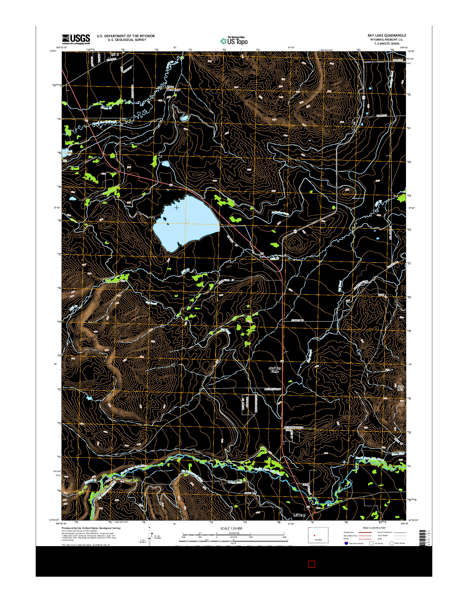 USGS US TOPO 7.5-MINUTE MAP FOR RAY LAKE, WY 2015