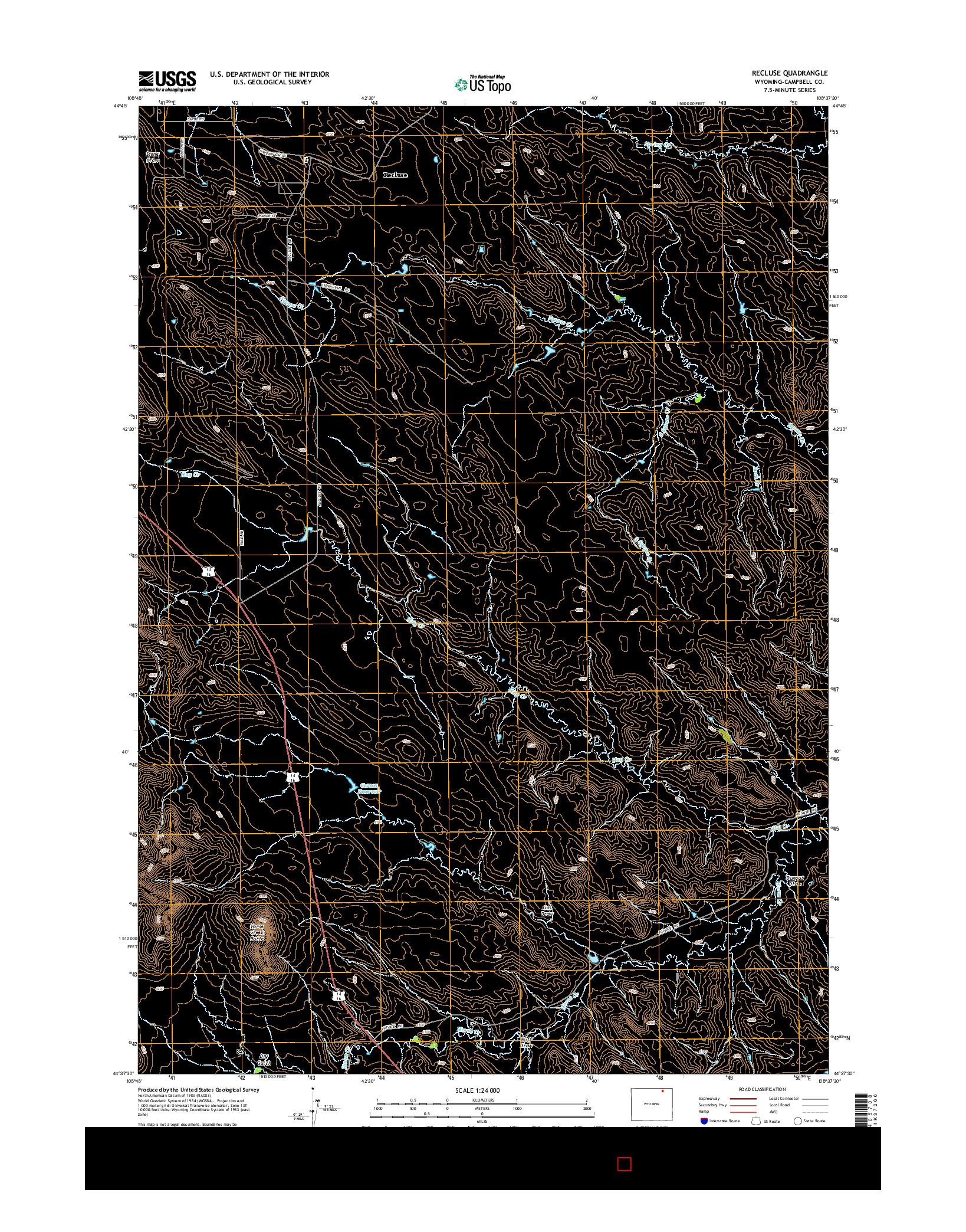 USGS US TOPO 7.5-MINUTE MAP FOR RECLUSE, WY 2015