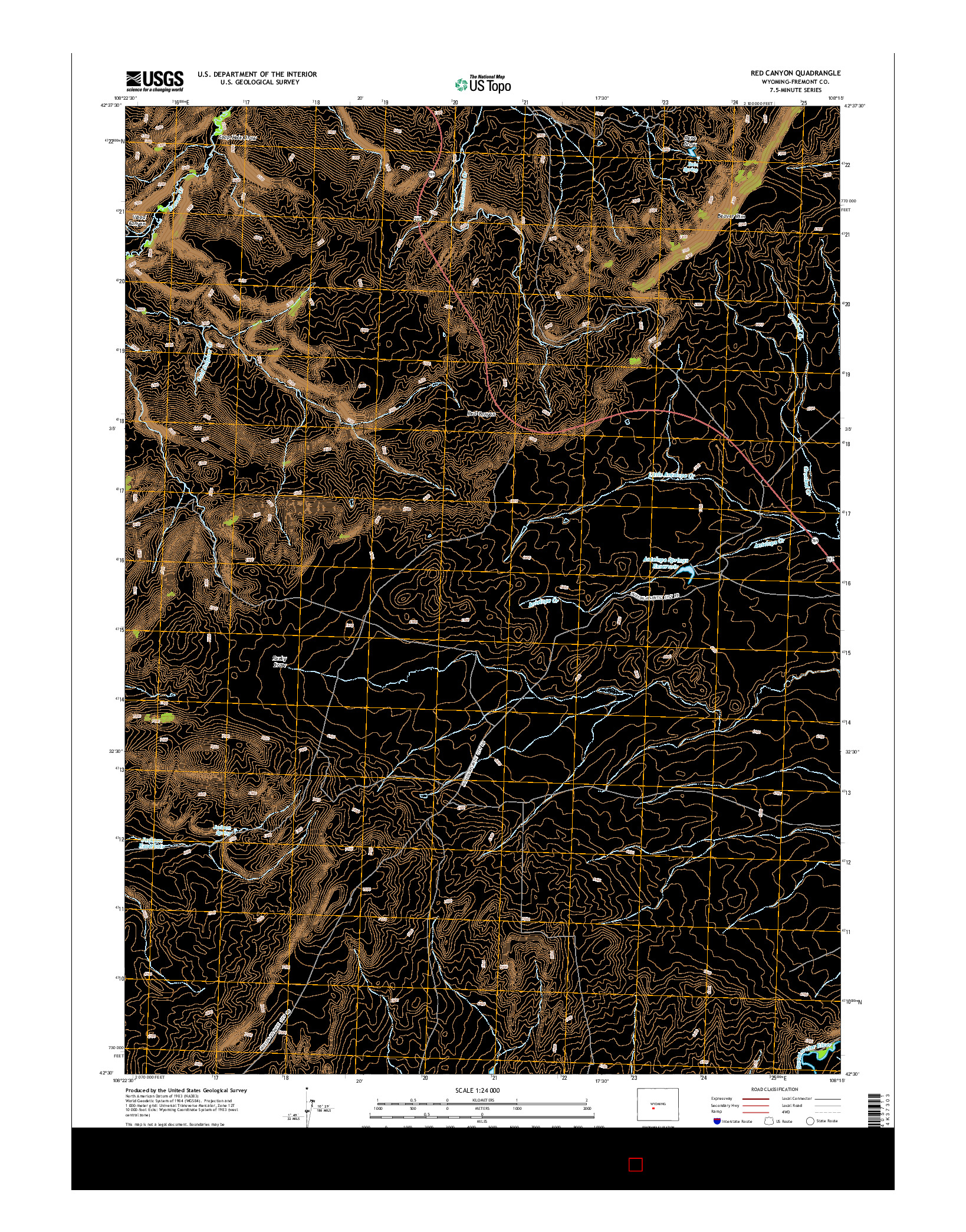 USGS US TOPO 7.5-MINUTE MAP FOR RED CANYON, WY 2015