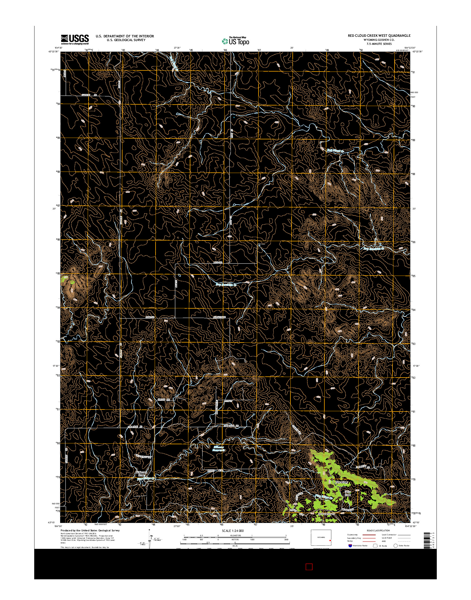 USGS US TOPO 7.5-MINUTE MAP FOR RED CLOUD CREEK WEST, WY 2015