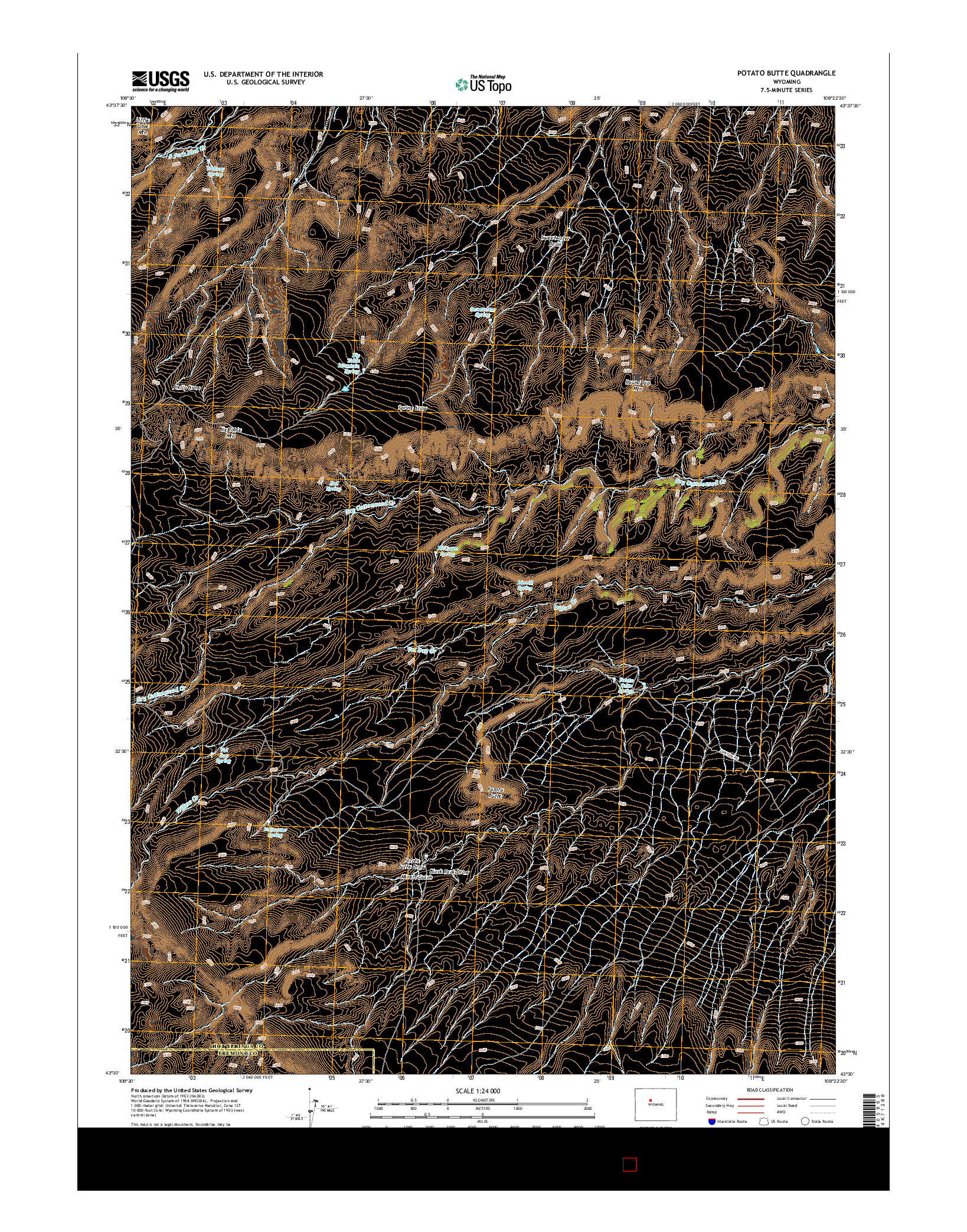 USGS US TOPO 7.5-MINUTE MAP FOR POTATO BUTTE, WY 2015