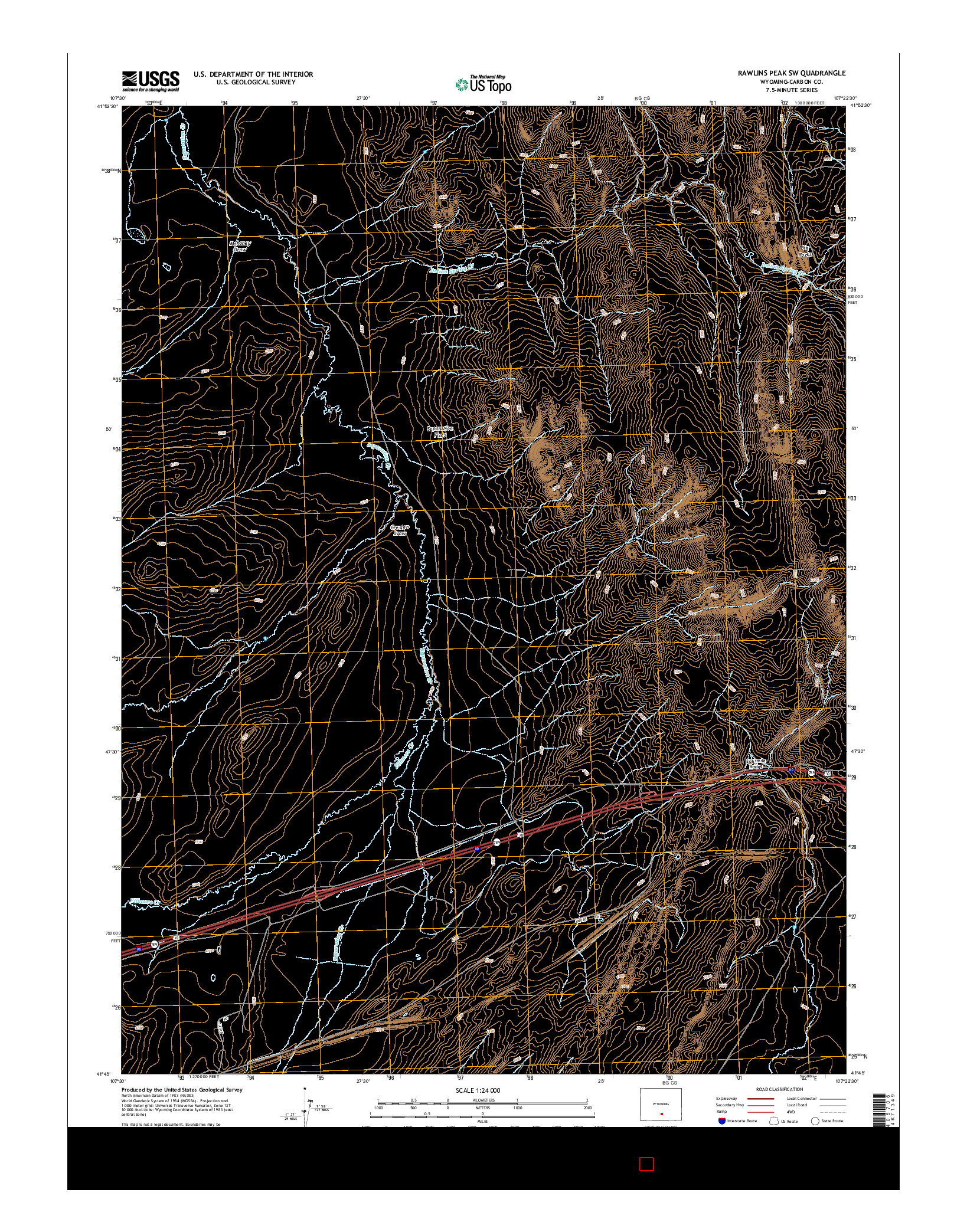 USGS US TOPO 7.5-MINUTE MAP FOR RAWLINS PEAK SW, WY 2015