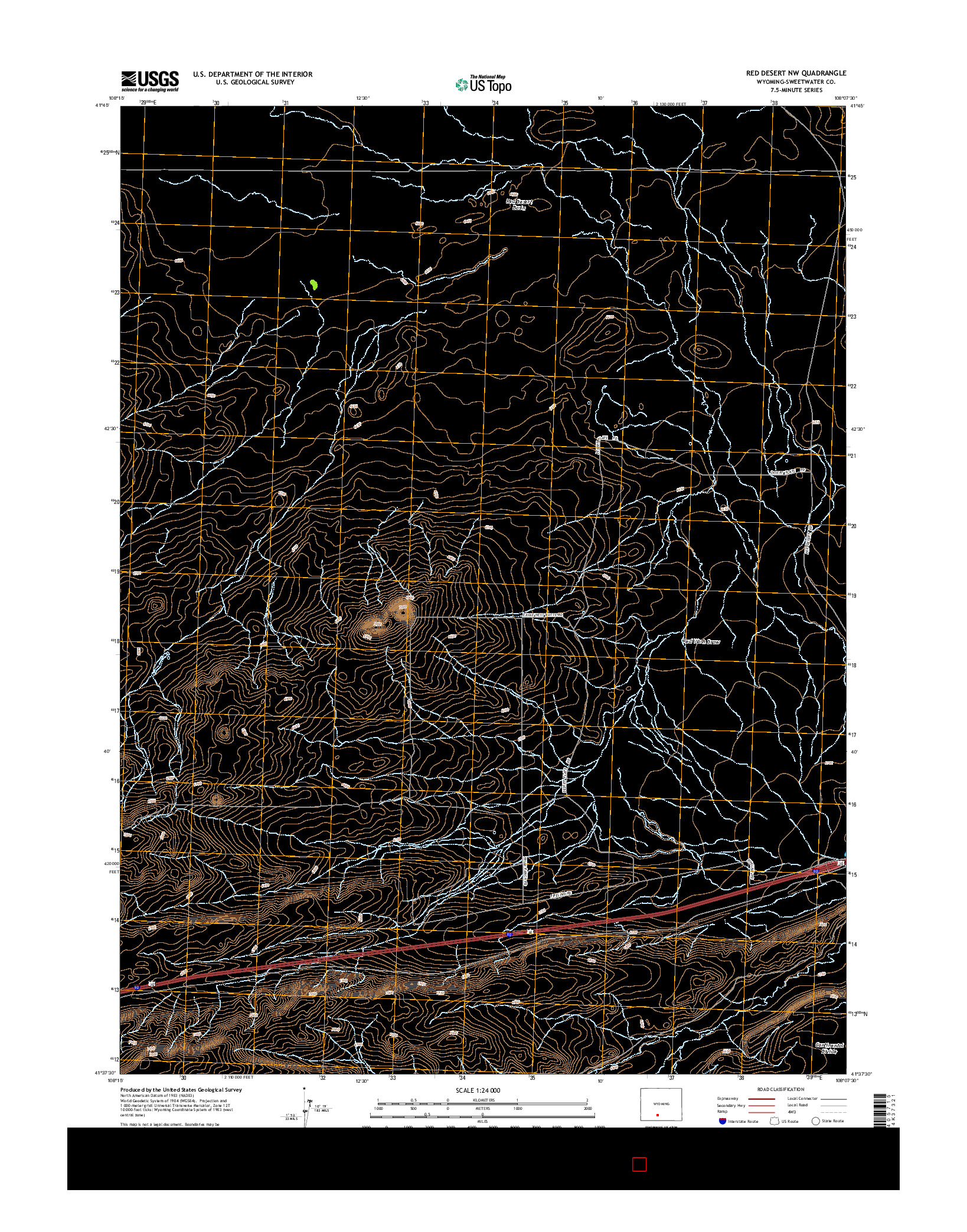 USGS US TOPO 7.5-MINUTE MAP FOR RED DESERT NW, WY 2015