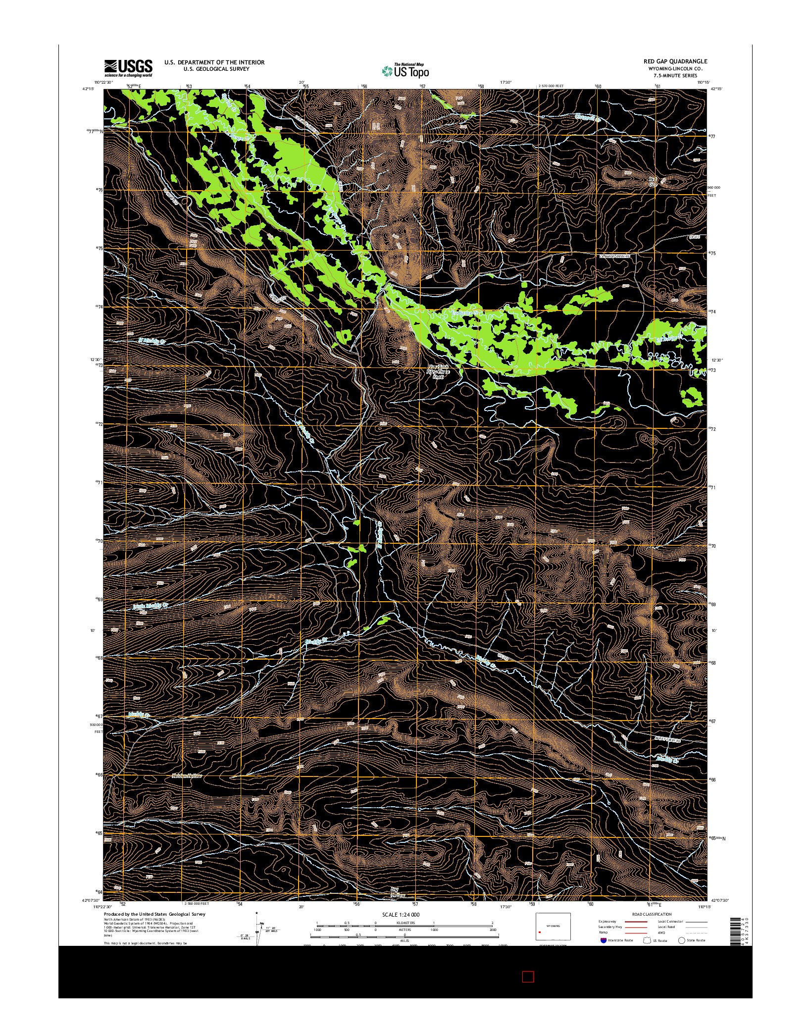 USGS US TOPO 7.5-MINUTE MAP FOR RED GAP, WY 2015