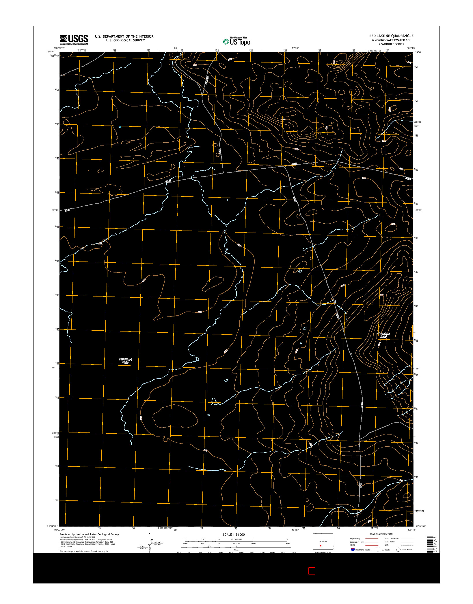 USGS US TOPO 7.5-MINUTE MAP FOR RED LAKE NE, WY 2015
