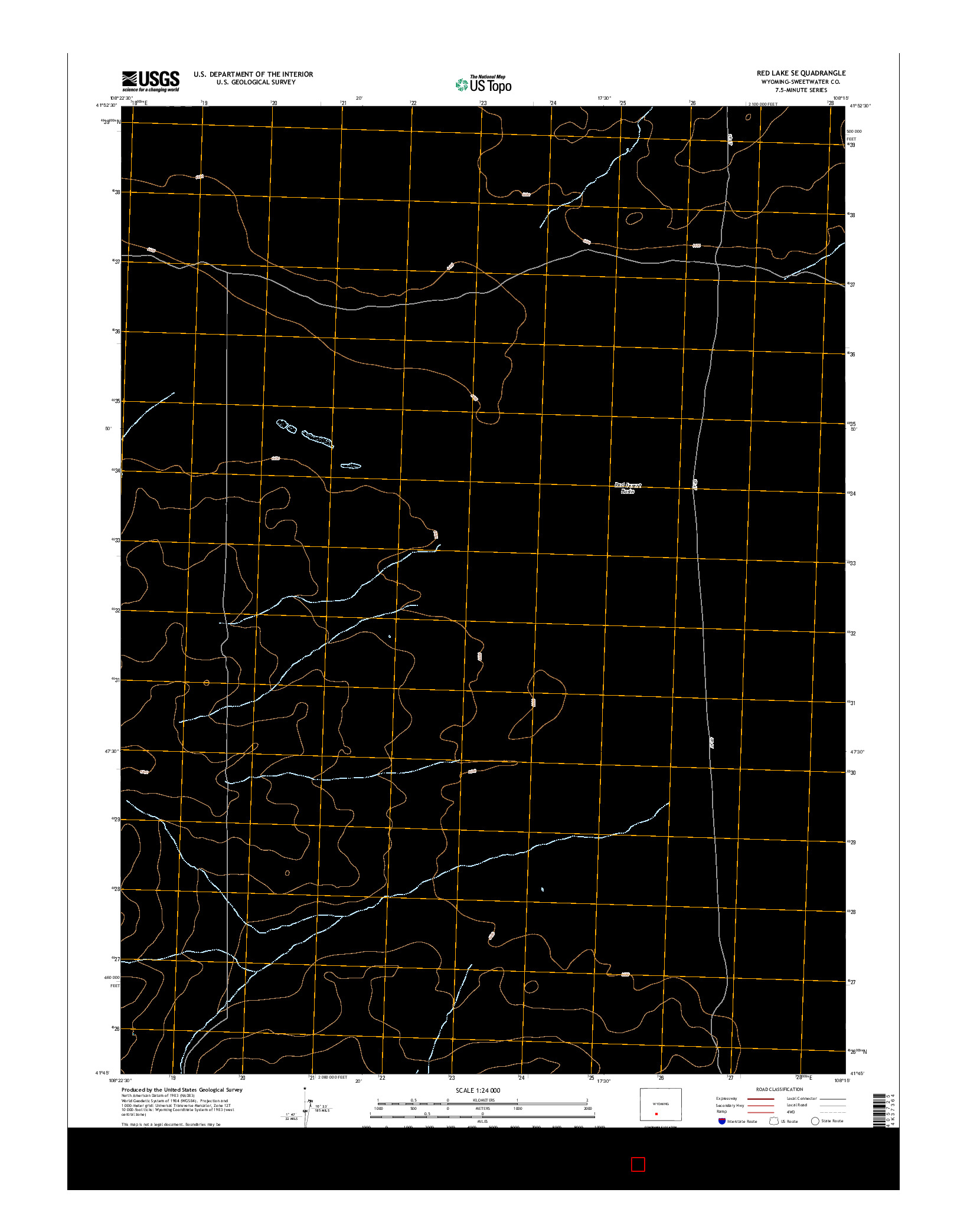 USGS US TOPO 7.5-MINUTE MAP FOR RED LAKE SE, WY 2015