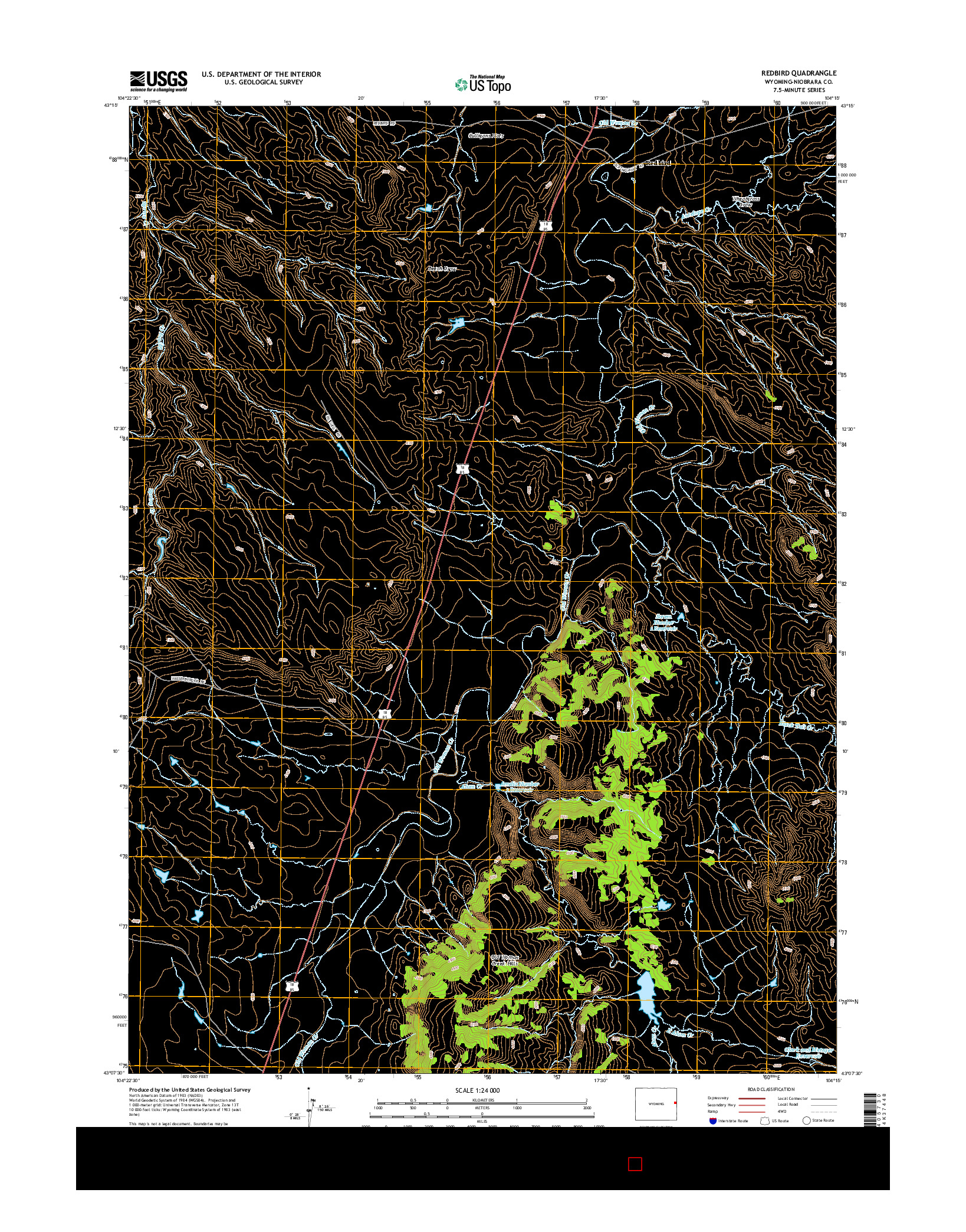 USGS US TOPO 7.5-MINUTE MAP FOR REDBIRD, WY 2015