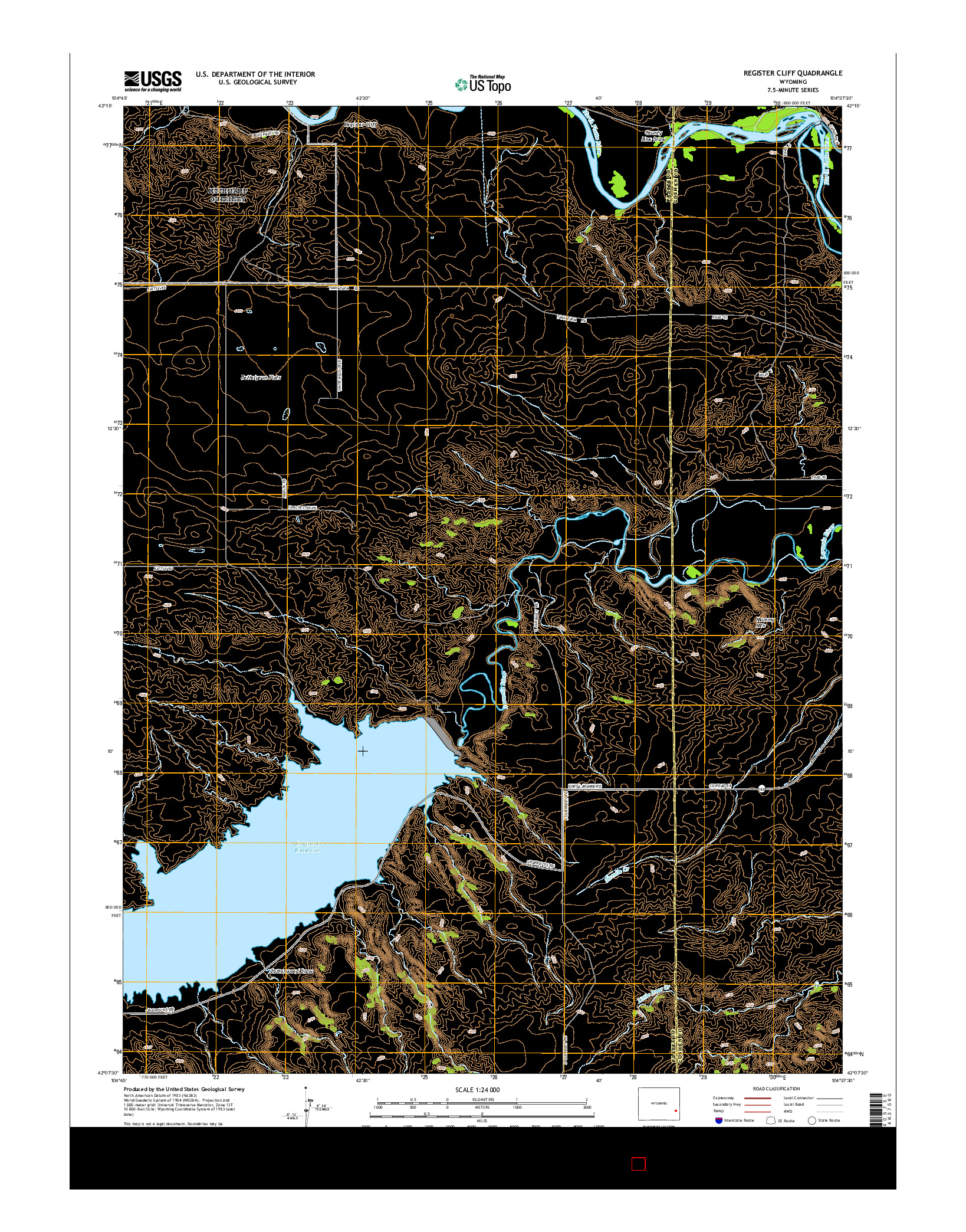 USGS US TOPO 7.5-MINUTE MAP FOR REGISTER CLIFF, WY 2015