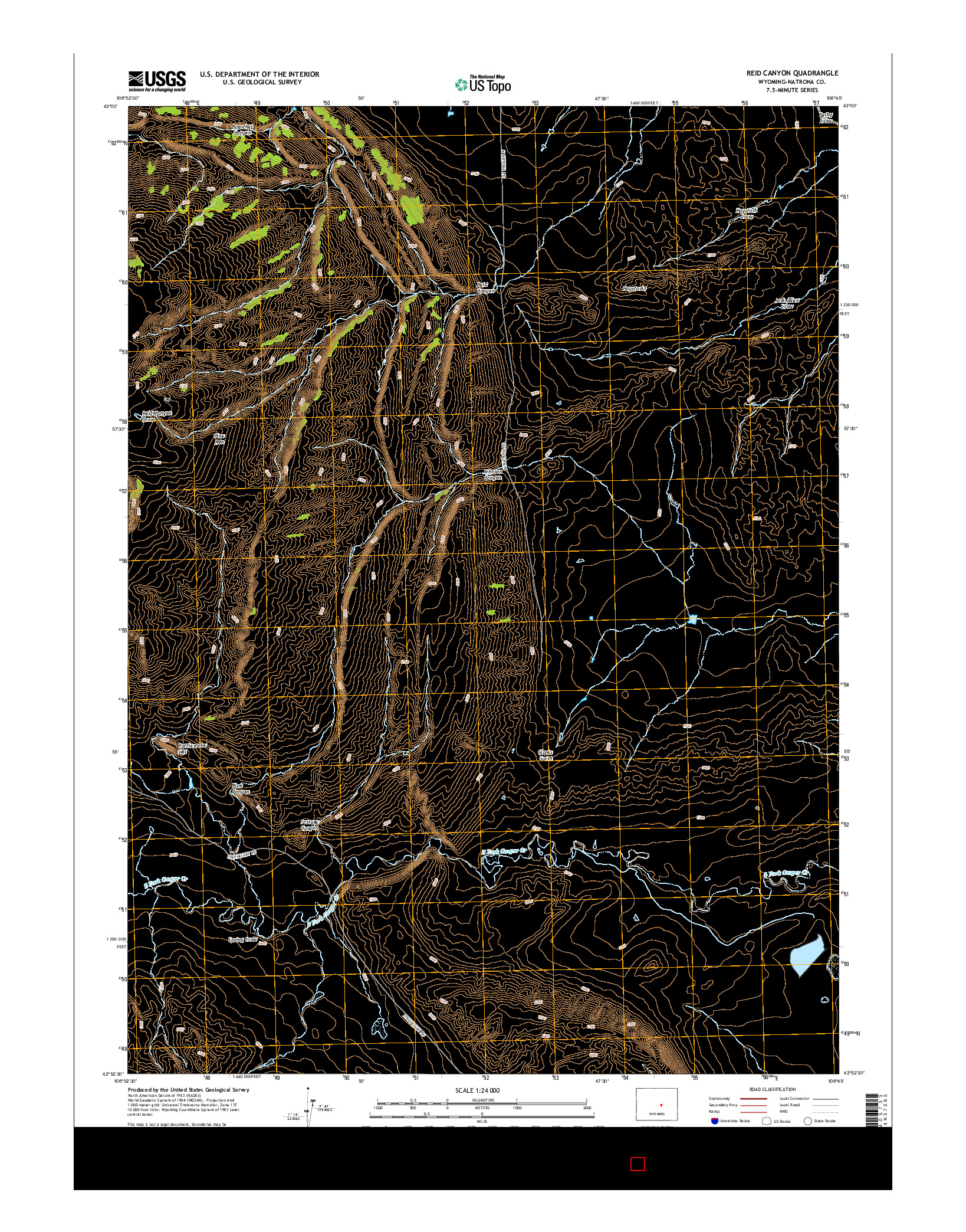 USGS US TOPO 7.5-MINUTE MAP FOR REID CANYON, WY 2015