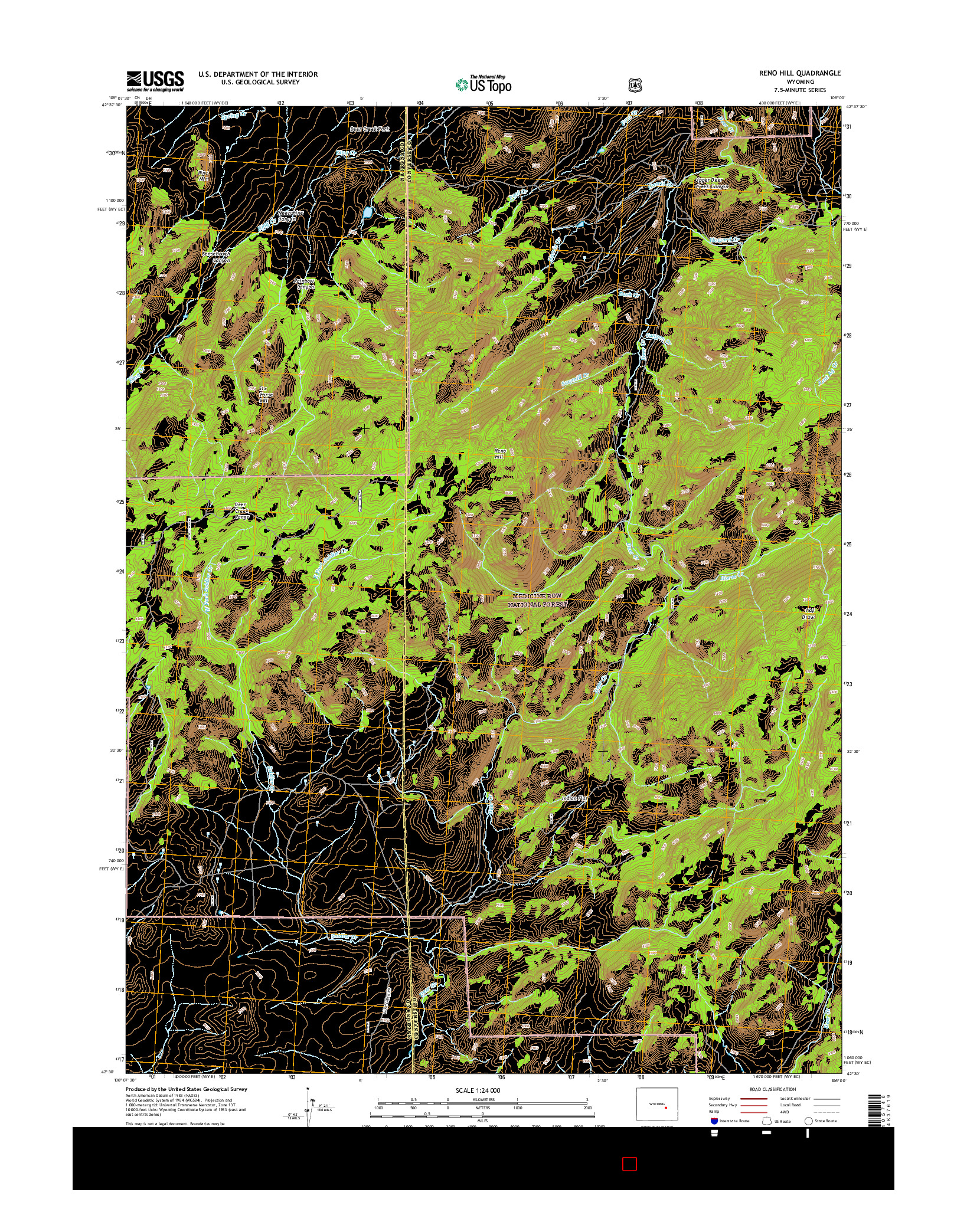 USGS US TOPO 7.5-MINUTE MAP FOR RENO HILL, WY 2015