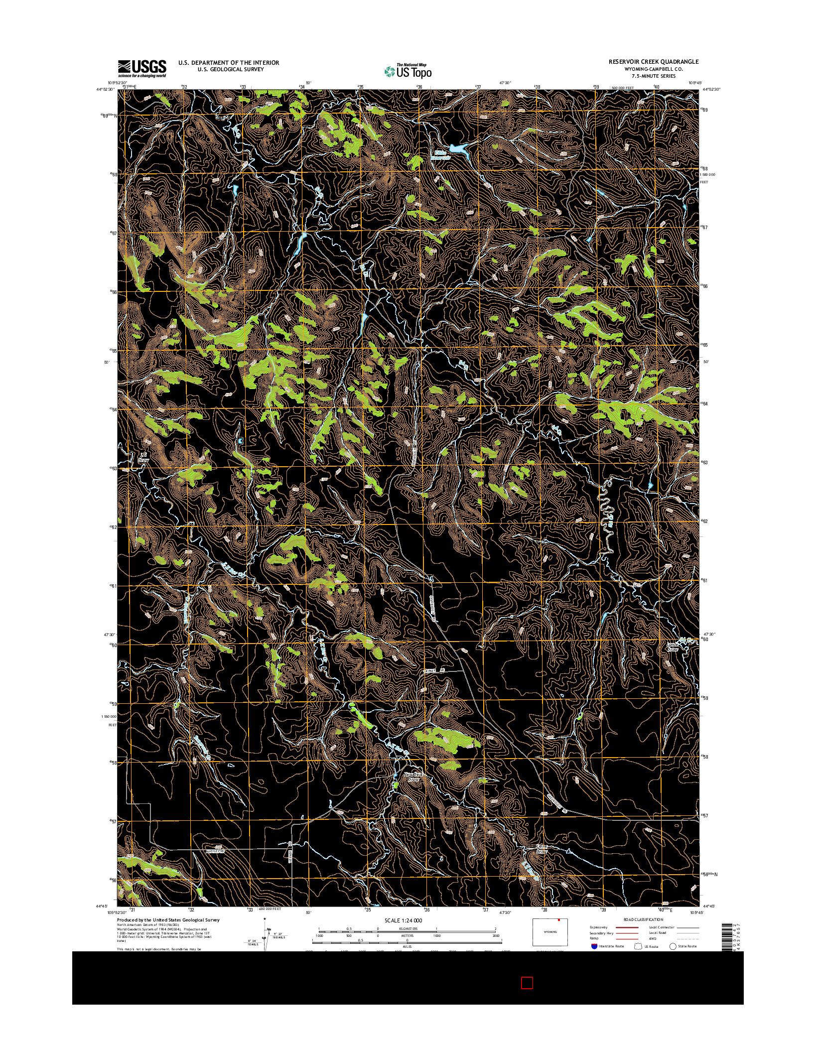 USGS US TOPO 7.5-MINUTE MAP FOR RESERVOIR CREEK, WY 2015