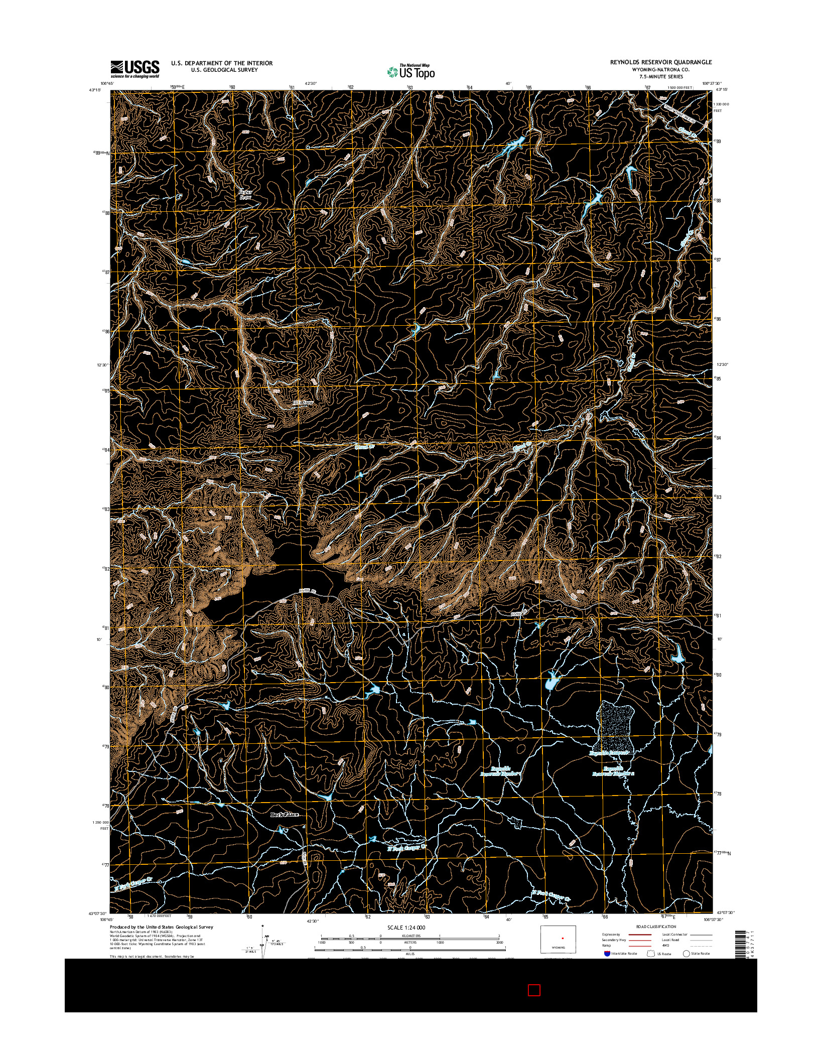 USGS US TOPO 7.5-MINUTE MAP FOR REYNOLDS RESERVOIR, WY 2015