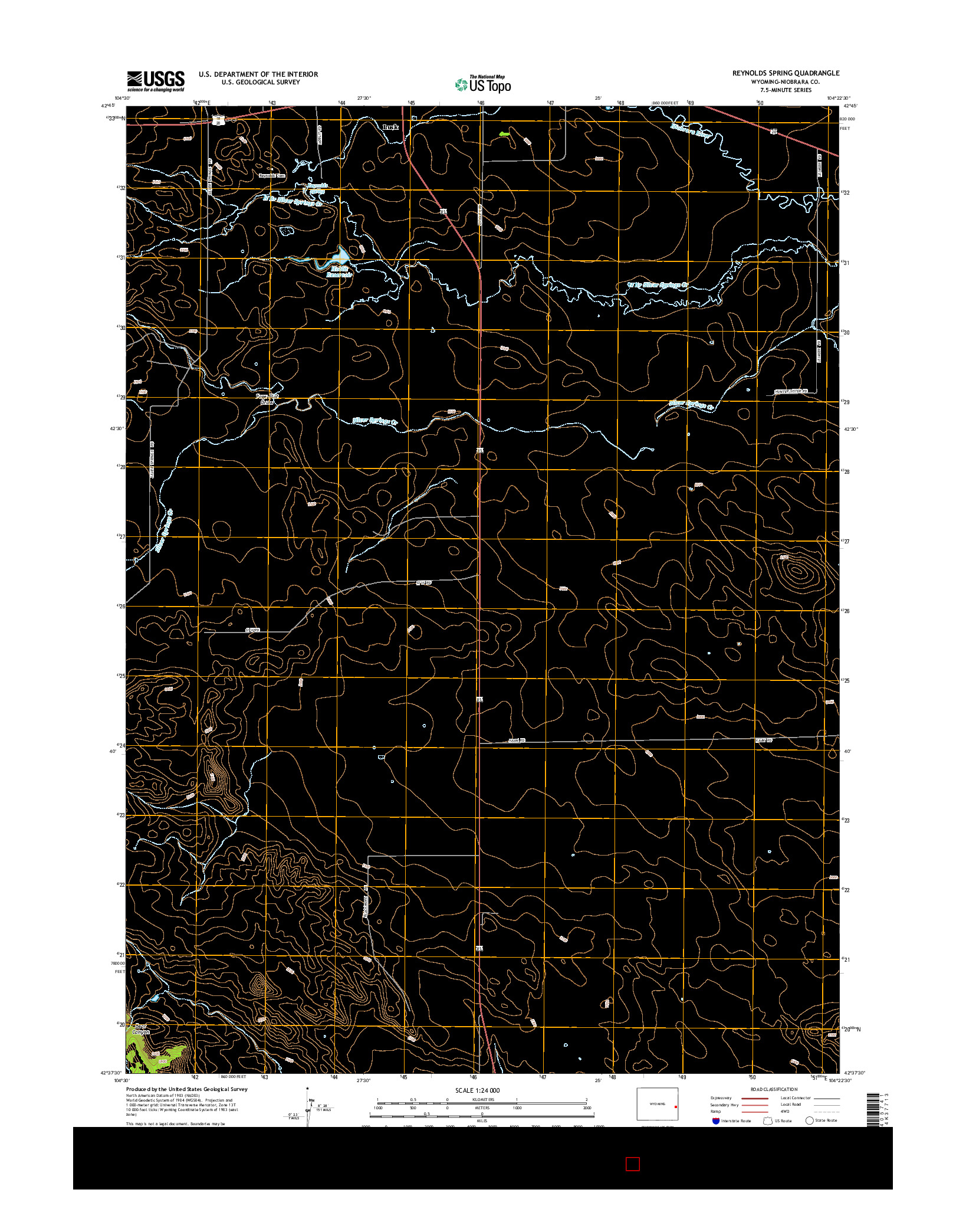 USGS US TOPO 7.5-MINUTE MAP FOR REYNOLDS SPRING, WY 2015