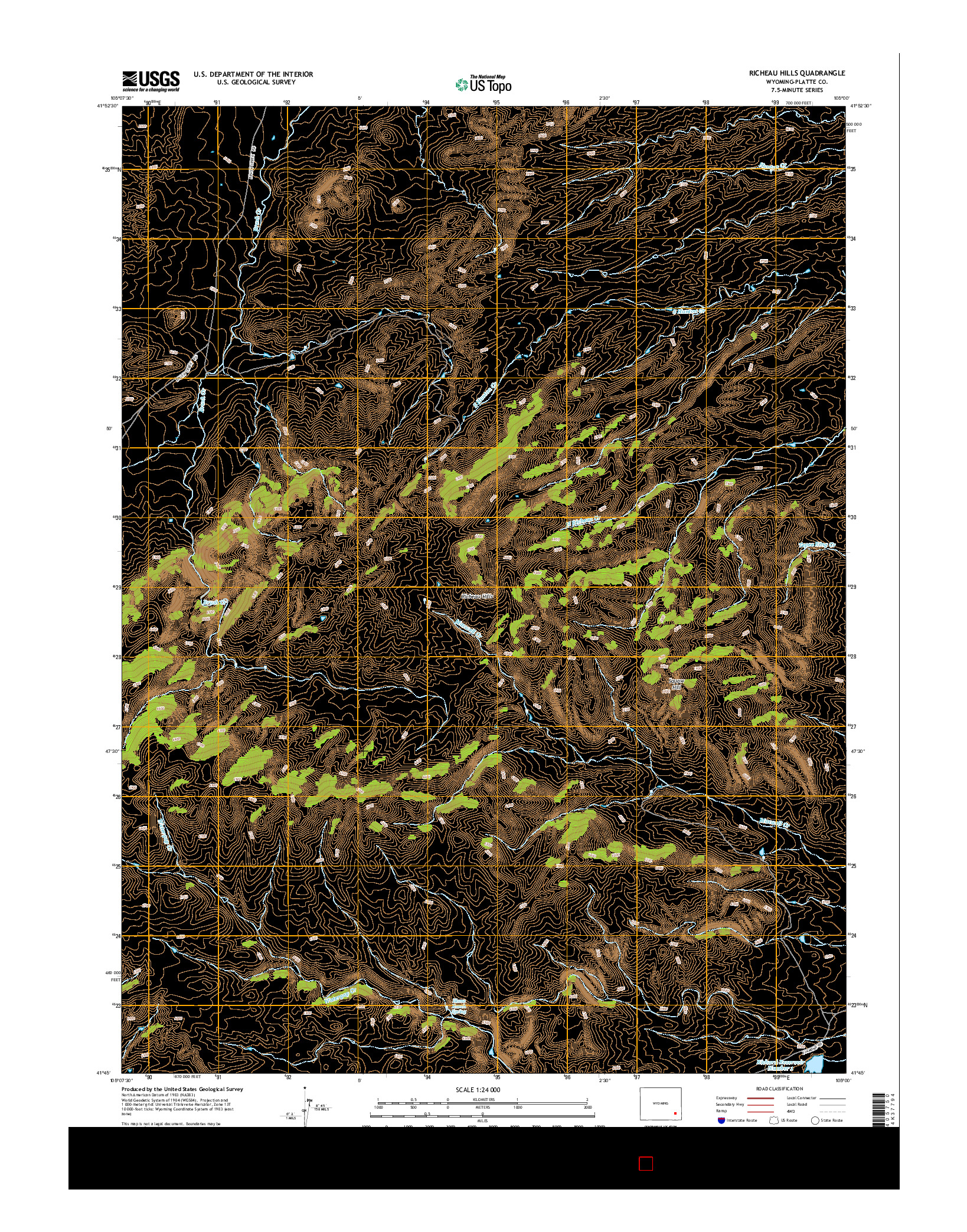 USGS US TOPO 7.5-MINUTE MAP FOR RICHEAU HILLS, WY 2015