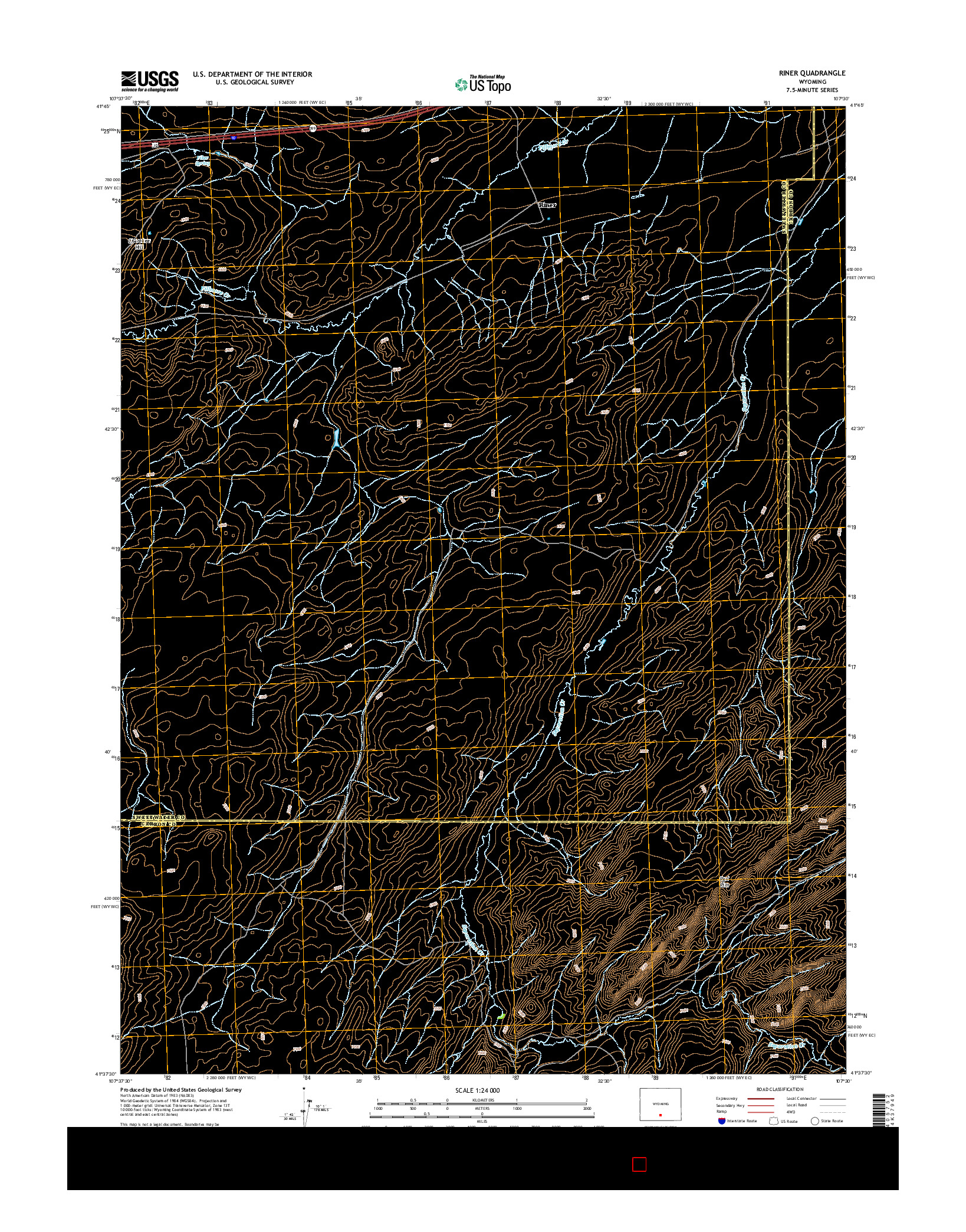 USGS US TOPO 7.5-MINUTE MAP FOR RINER, WY 2015