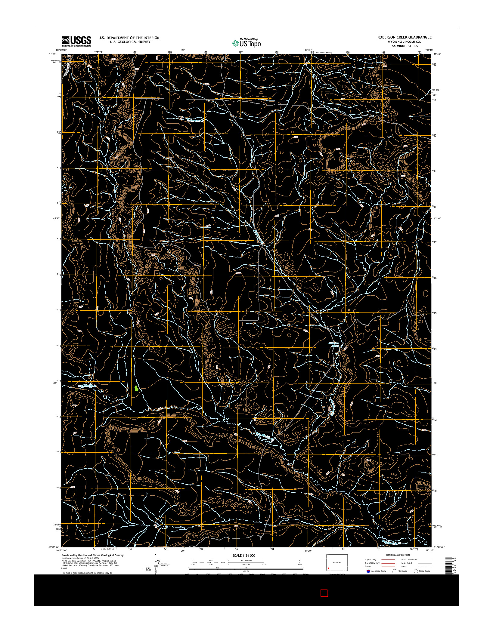 USGS US TOPO 7.5-MINUTE MAP FOR ROBERSON CREEK, WY 2015