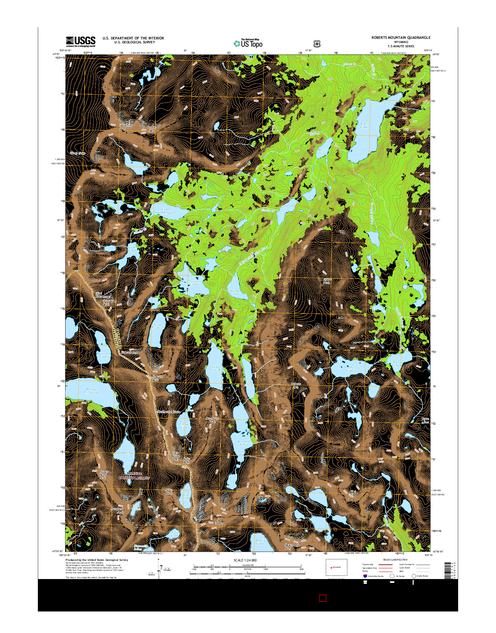 USGS US TOPO 7.5-MINUTE MAP FOR ROBERTS MOUNTAIN, WY 2015
