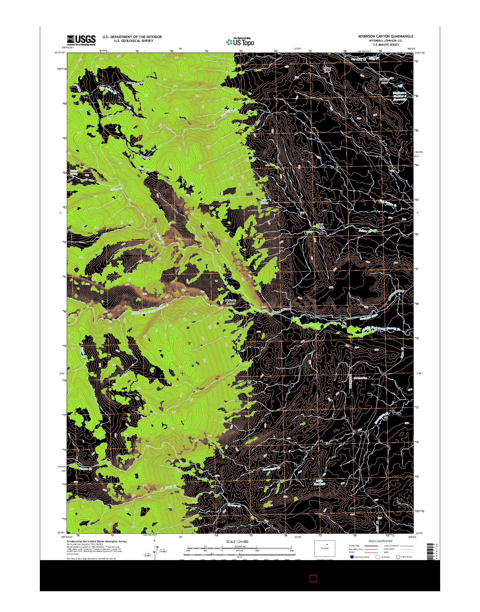 USGS US TOPO 7.5-MINUTE MAP FOR ROBINSON CANYON, WY 2015