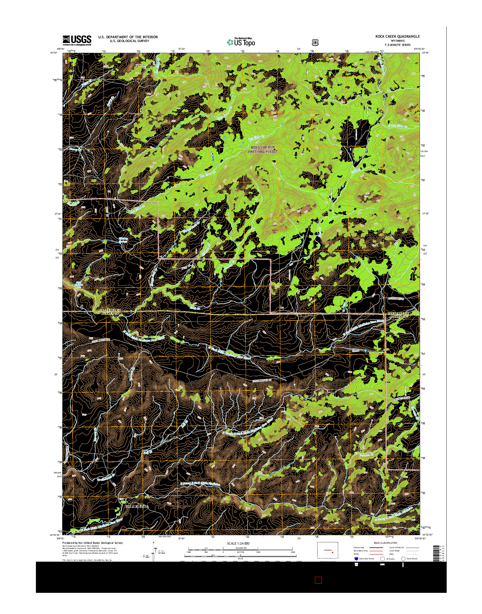 USGS US TOPO 7.5-MINUTE MAP FOR ROCK CREEK, WY 2015