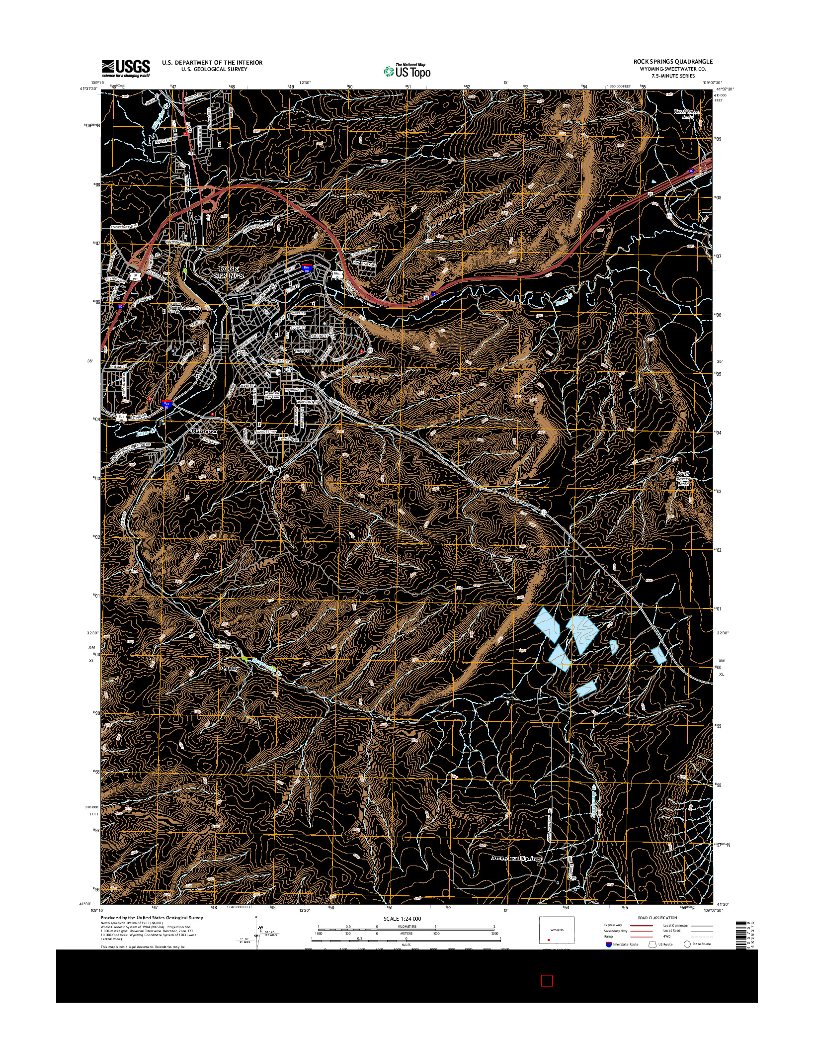 USGS US TOPO 7.5-MINUTE MAP FOR ROCK SPRINGS, WY 2015