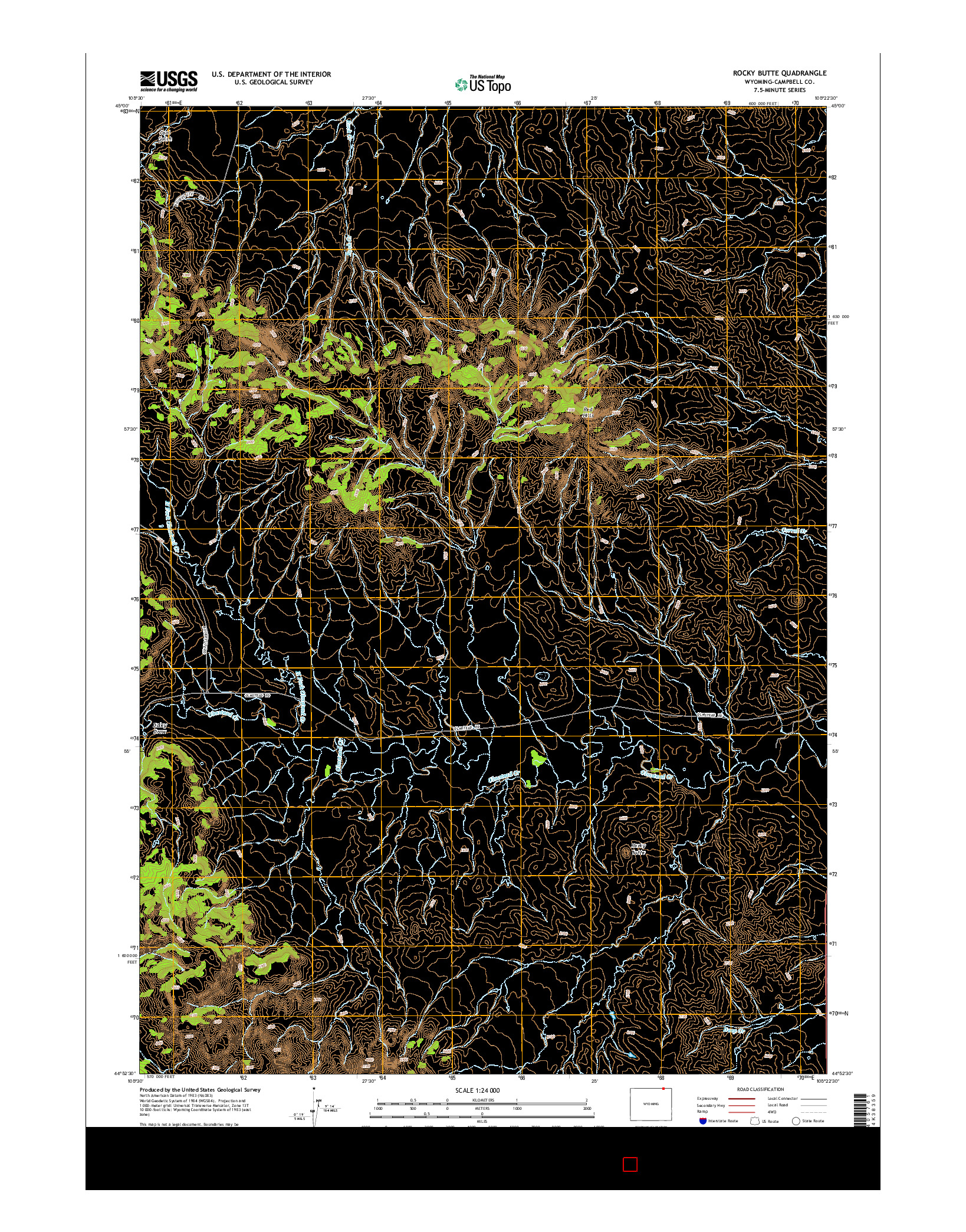 USGS US TOPO 7.5-MINUTE MAP FOR ROCKY BUTTE, WY 2015