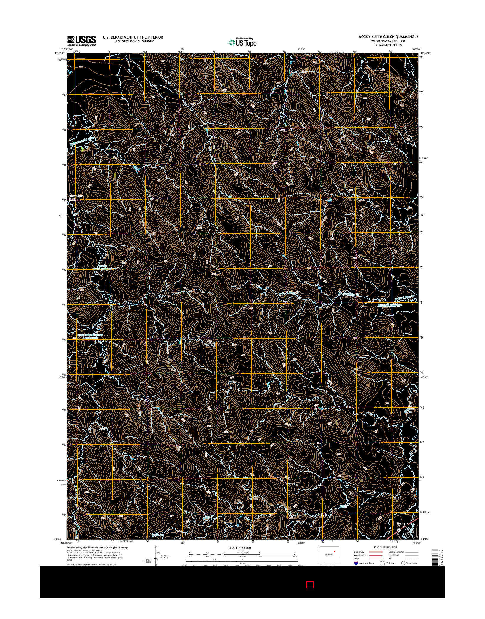 USGS US TOPO 7.5-MINUTE MAP FOR ROCKY BUTTE GULCH, WY 2015