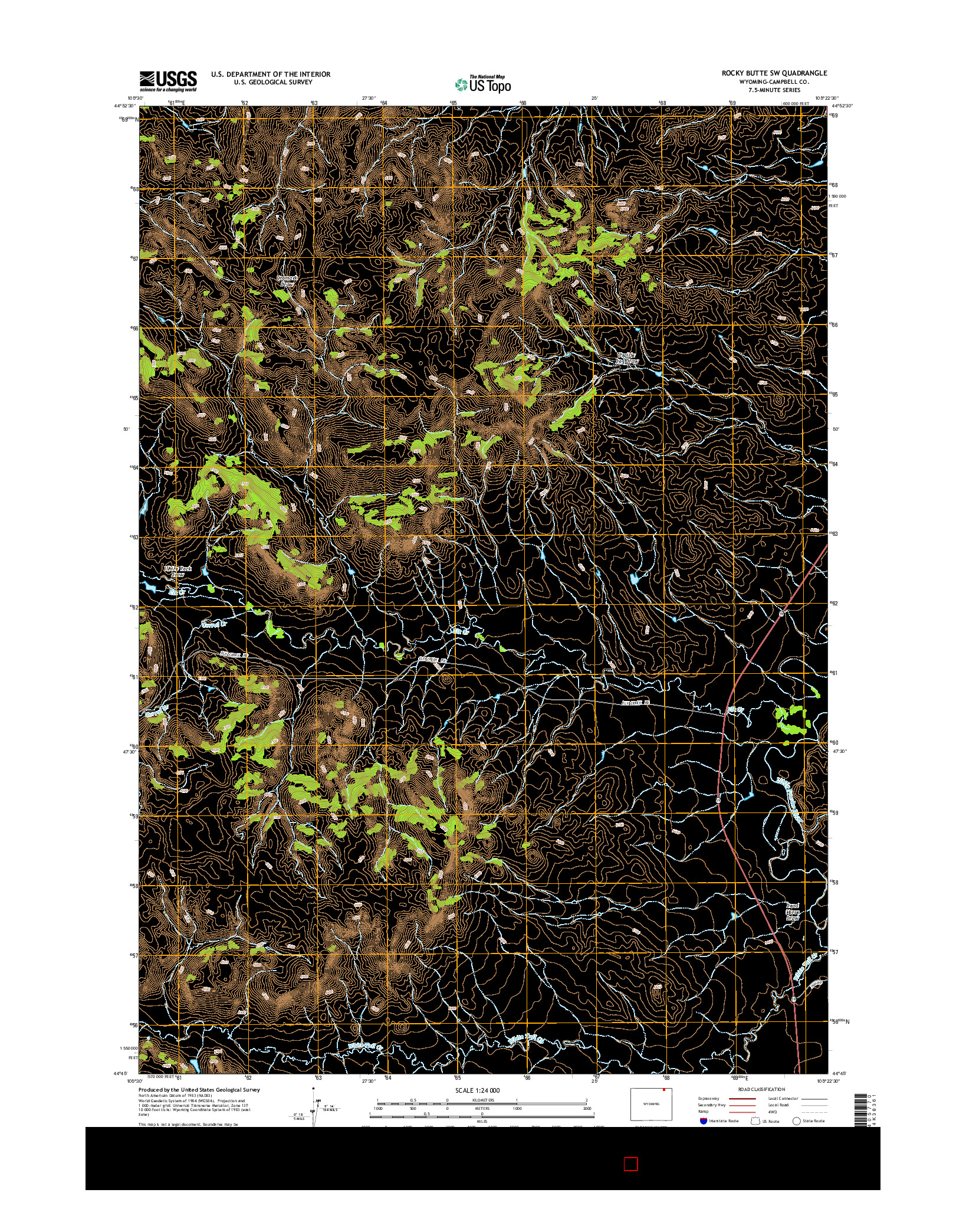 USGS US TOPO 7.5-MINUTE MAP FOR ROCKY BUTTE SW, WY 2015
