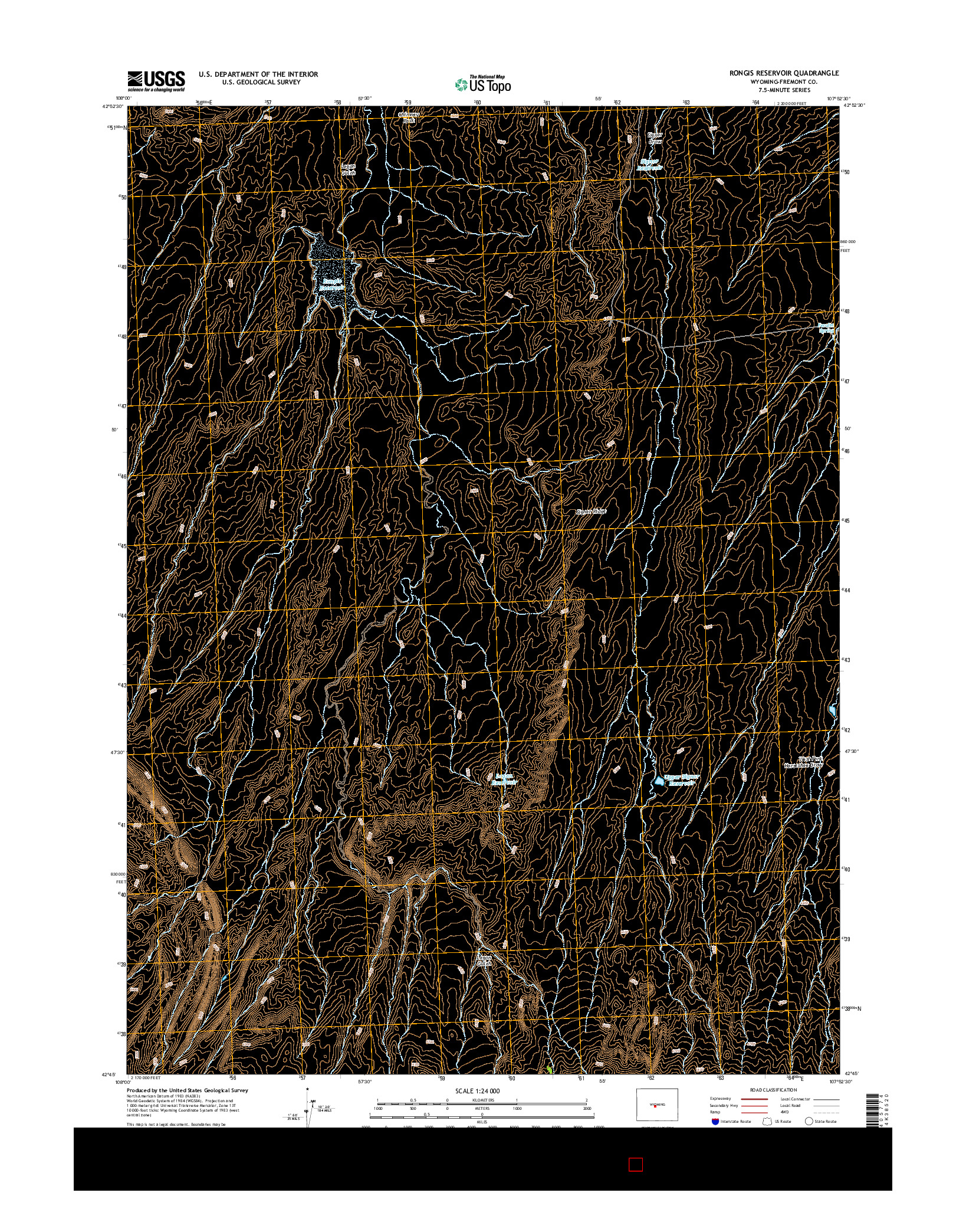 USGS US TOPO 7.5-MINUTE MAP FOR RONGIS RESERVOIR, WY 2015