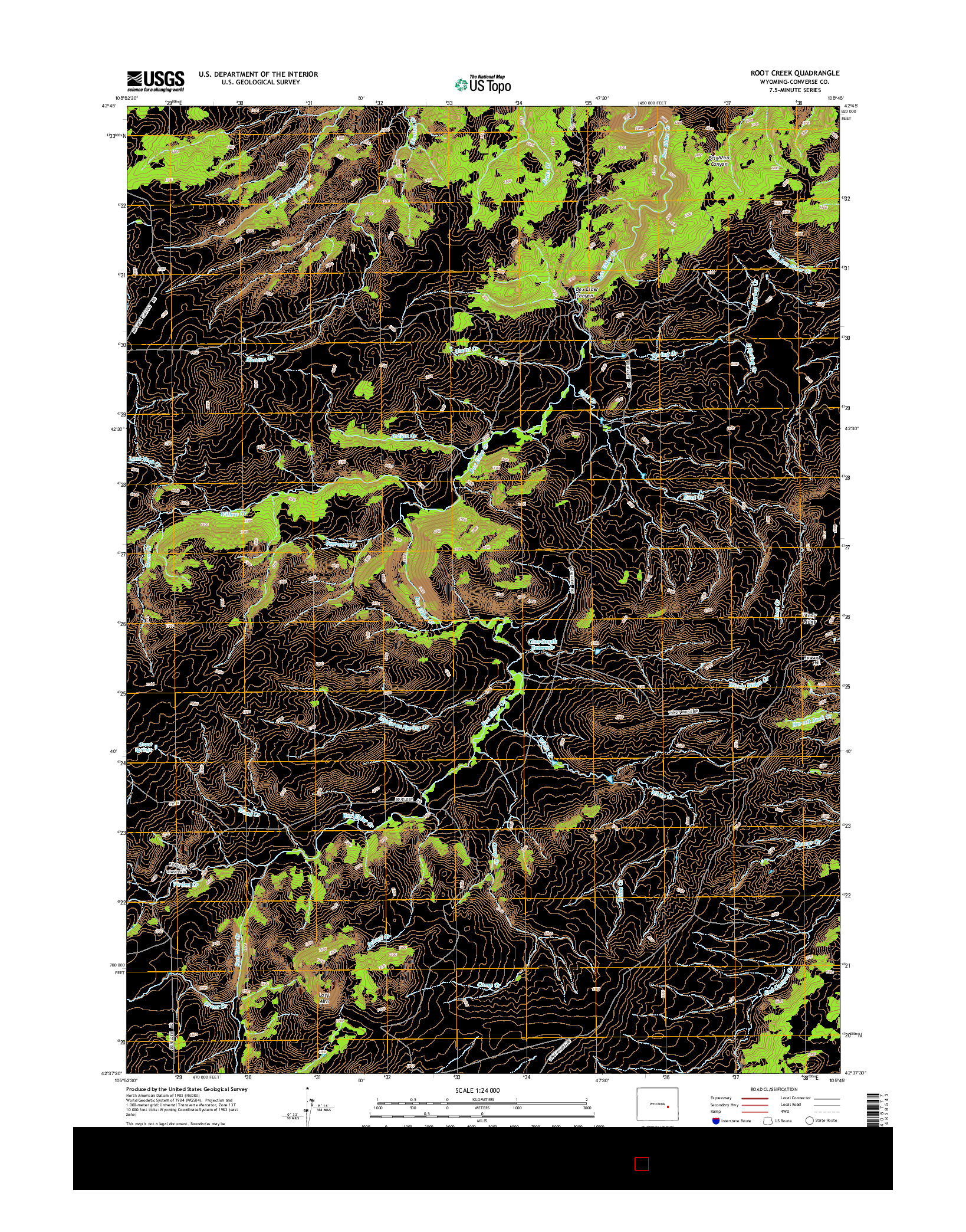 USGS US TOPO 7.5-MINUTE MAP FOR ROOT CREEK, WY 2015
