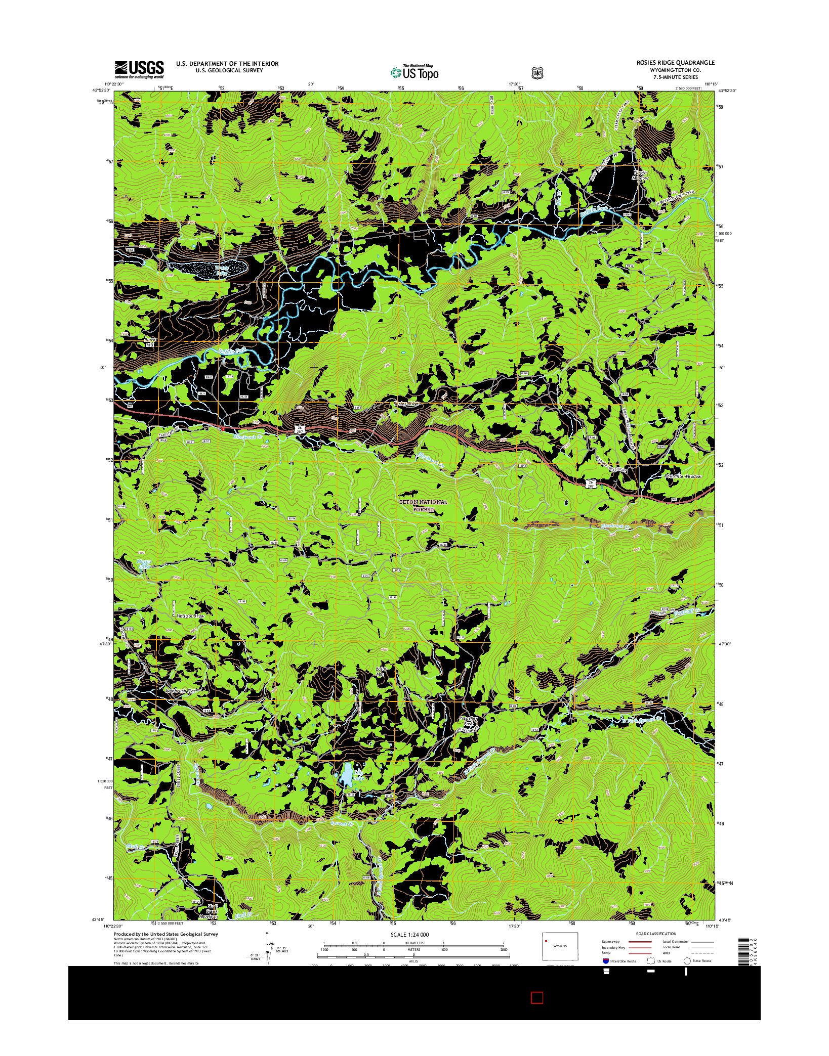 USGS US TOPO 7.5-MINUTE MAP FOR ROSIES RIDGE, WY 2015