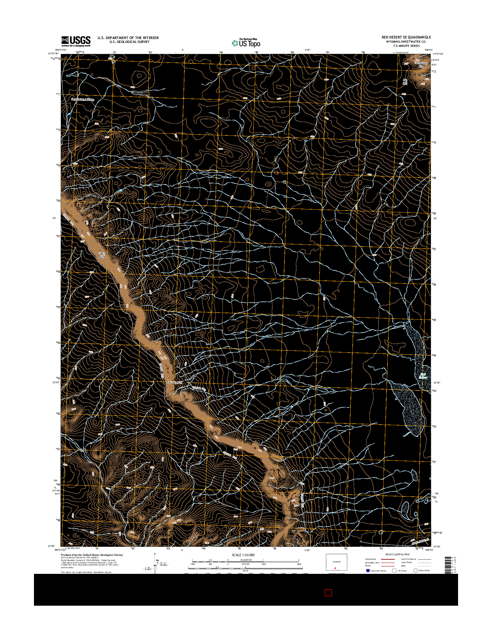 USGS US TOPO 7.5-MINUTE MAP FOR RED DESERT SE, WY 2015