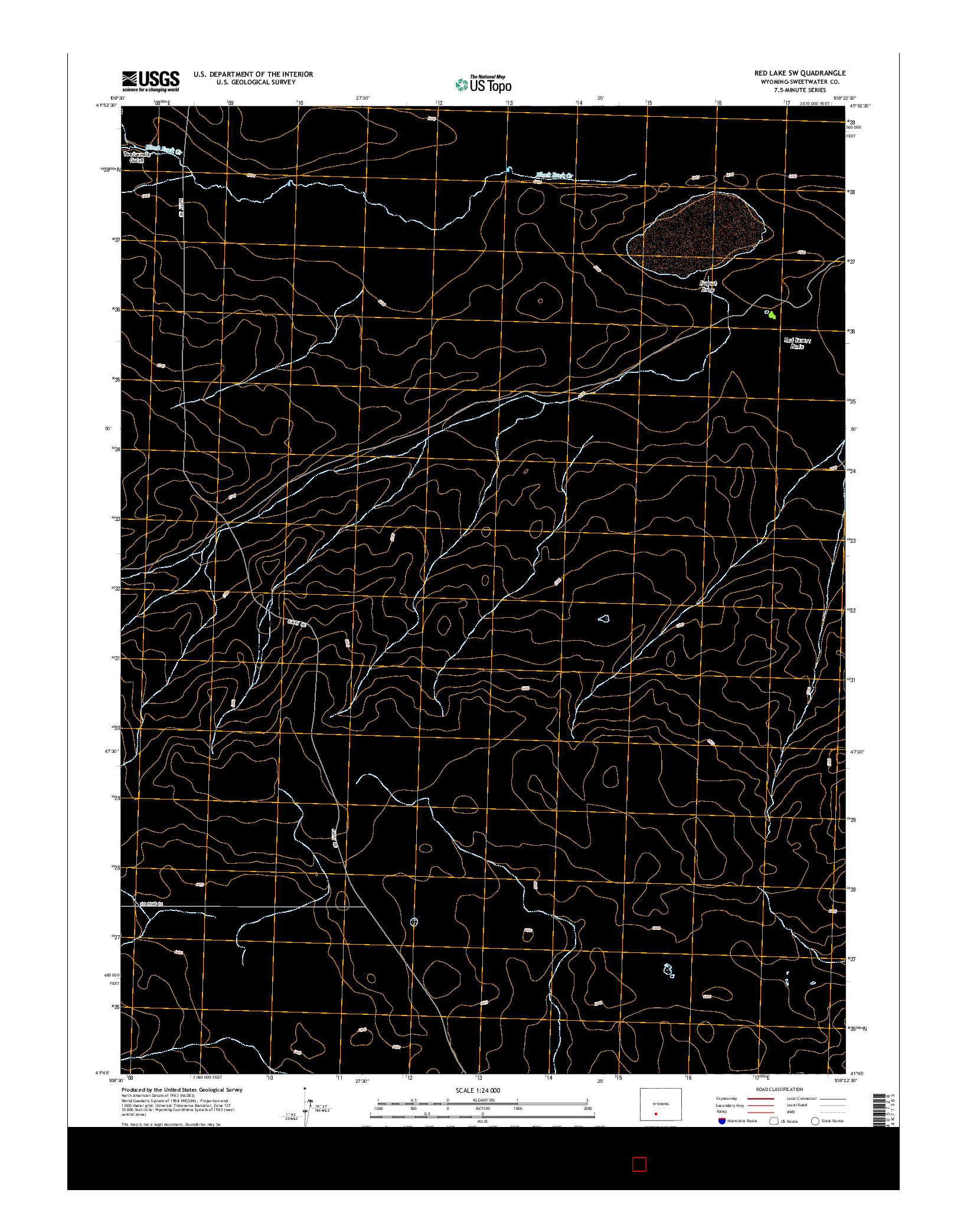 USGS US TOPO 7.5-MINUTE MAP FOR RED LAKE SW, WY 2015