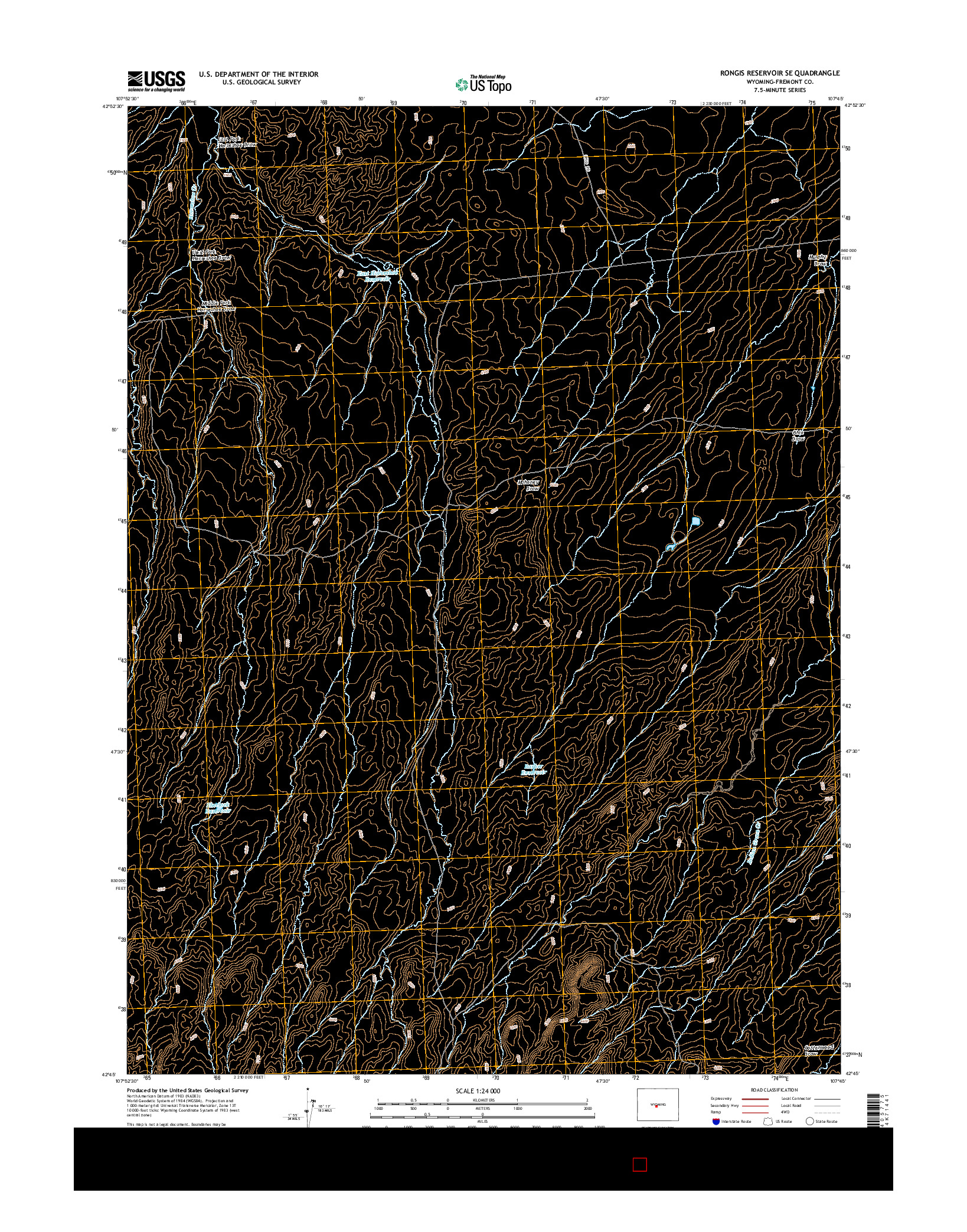 USGS US TOPO 7.5-MINUTE MAP FOR RONGIS RESERVOIR SE, WY 2015
