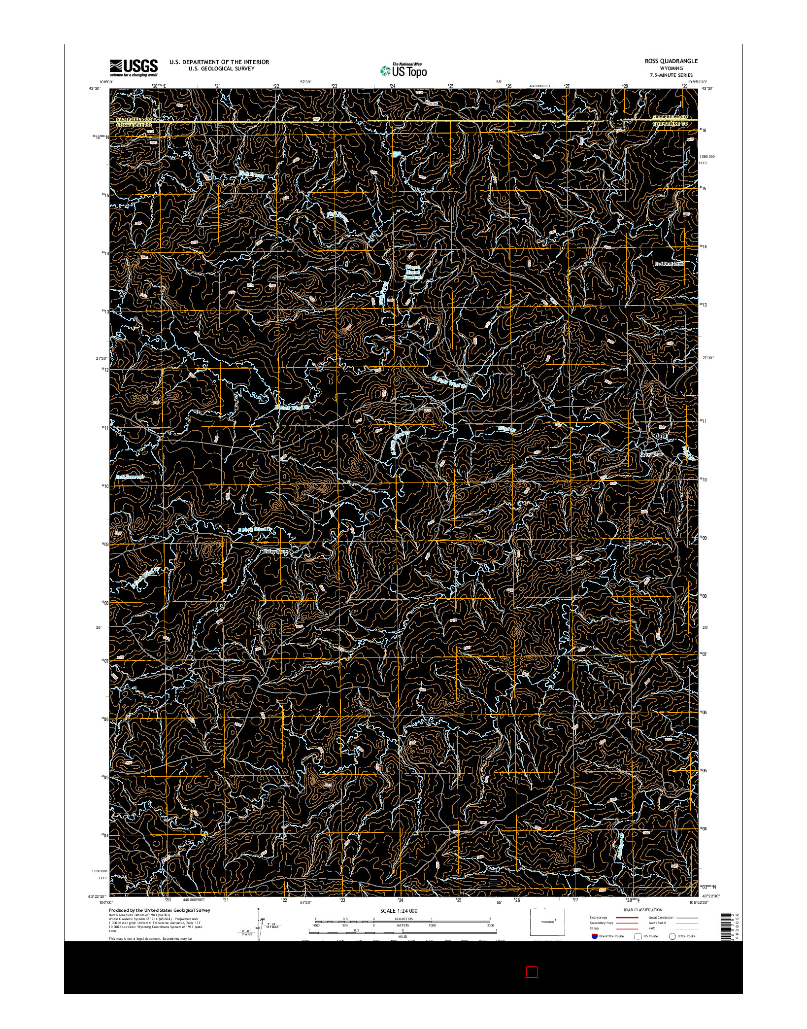 USGS US TOPO 7.5-MINUTE MAP FOR ROSS, WY 2015