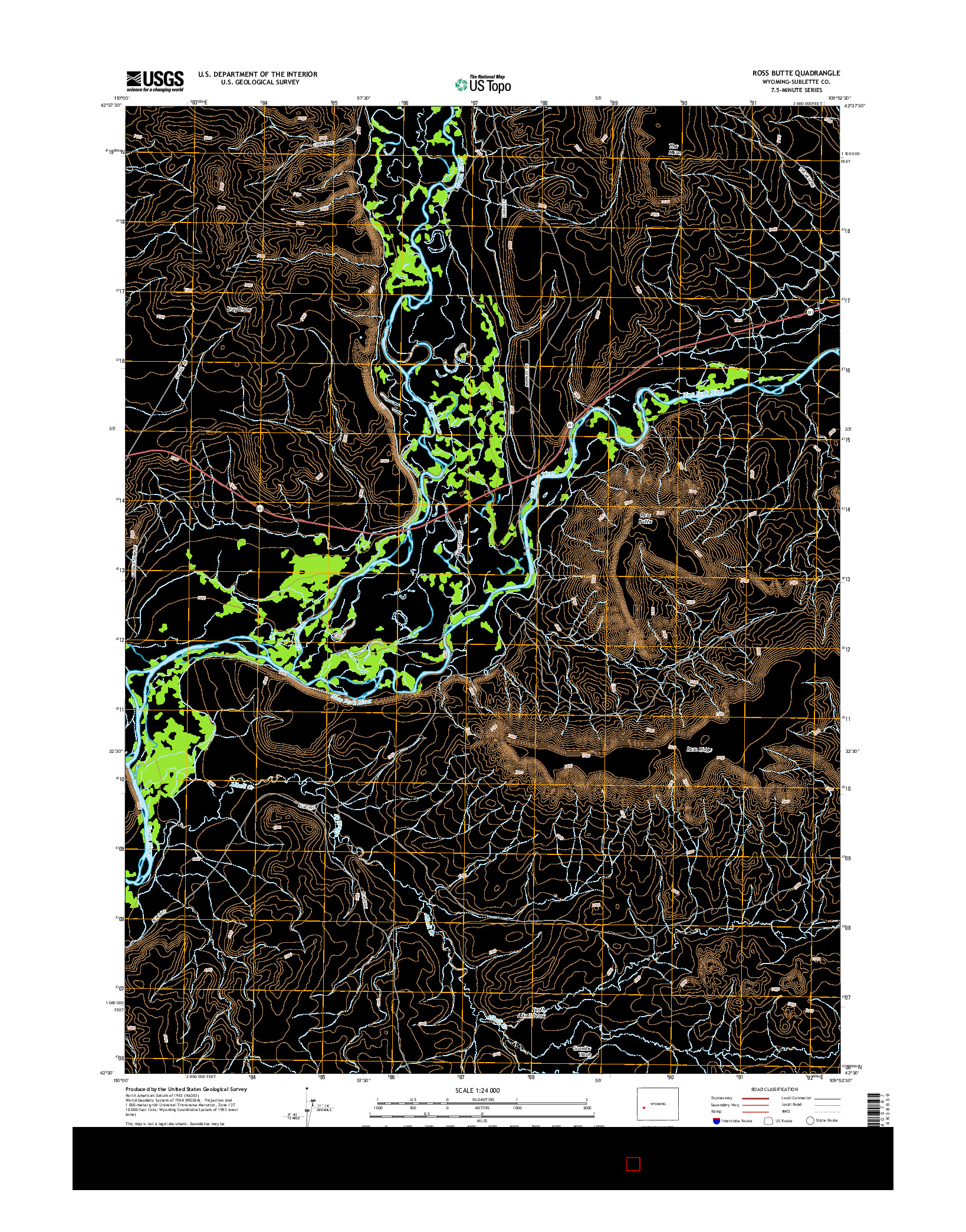 USGS US TOPO 7.5-MINUTE MAP FOR ROSS BUTTE, WY 2015