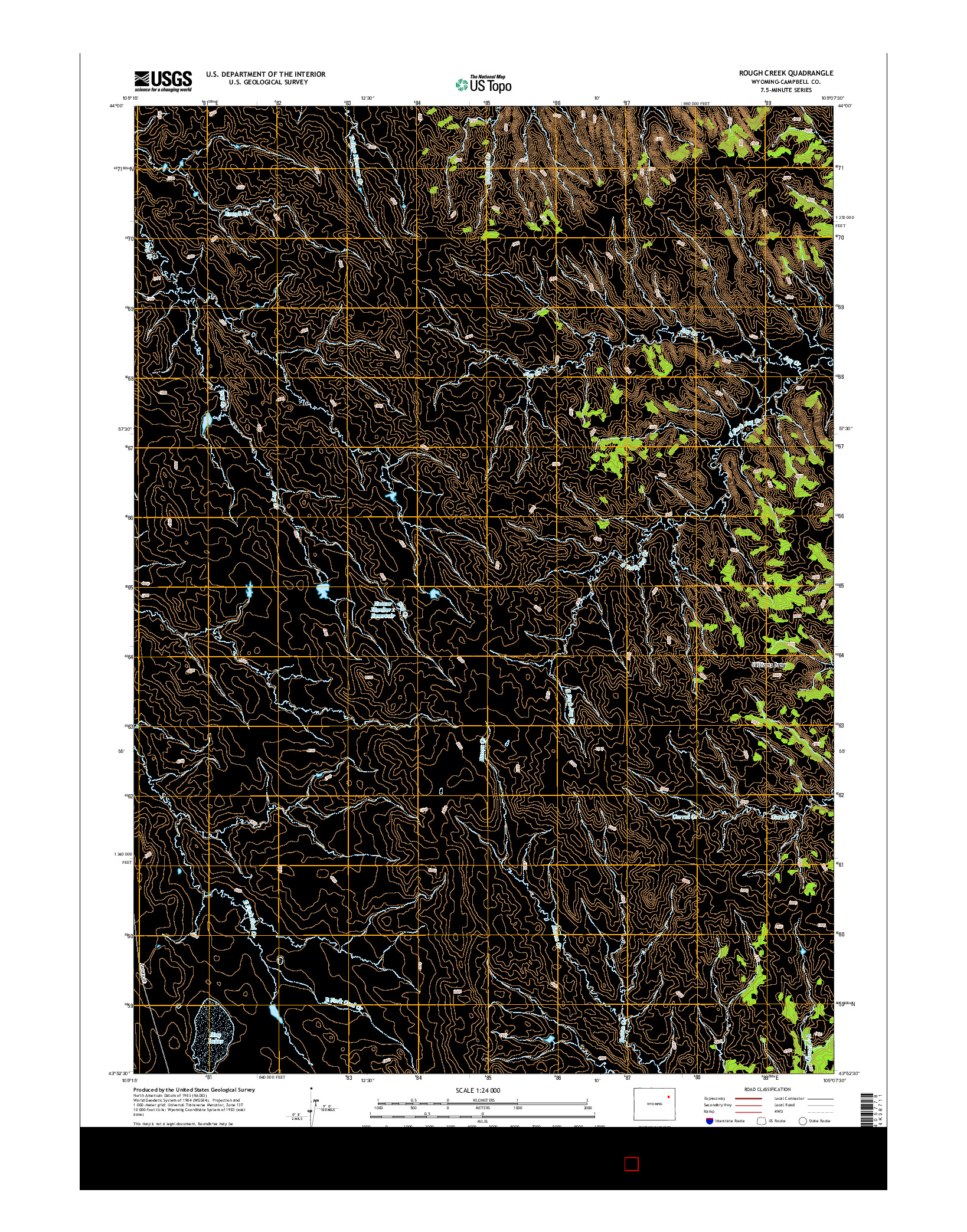 USGS US TOPO 7.5-MINUTE MAP FOR ROUGH CREEK, WY 2015