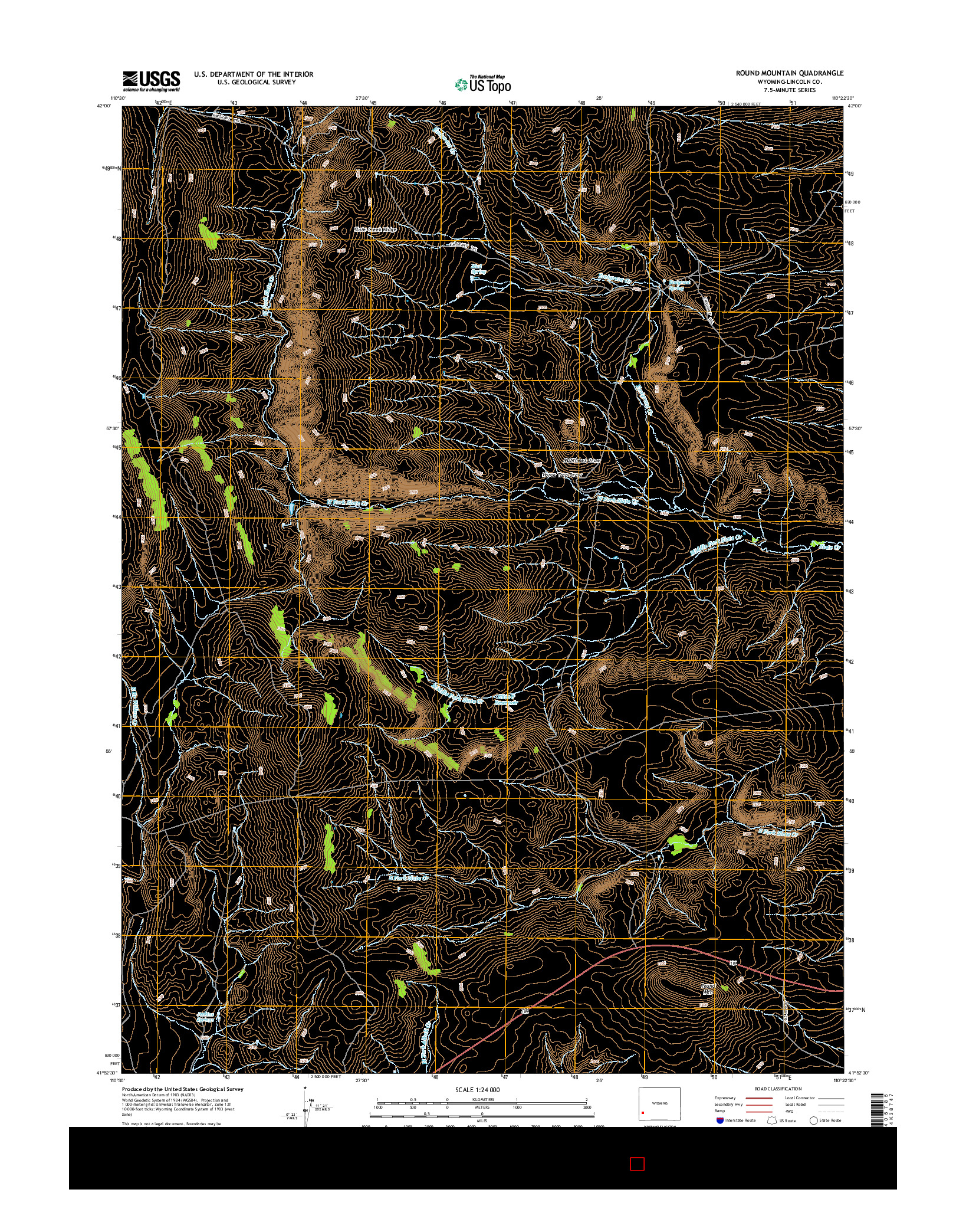 USGS US TOPO 7.5-MINUTE MAP FOR ROUND MOUNTAIN, WY 2015