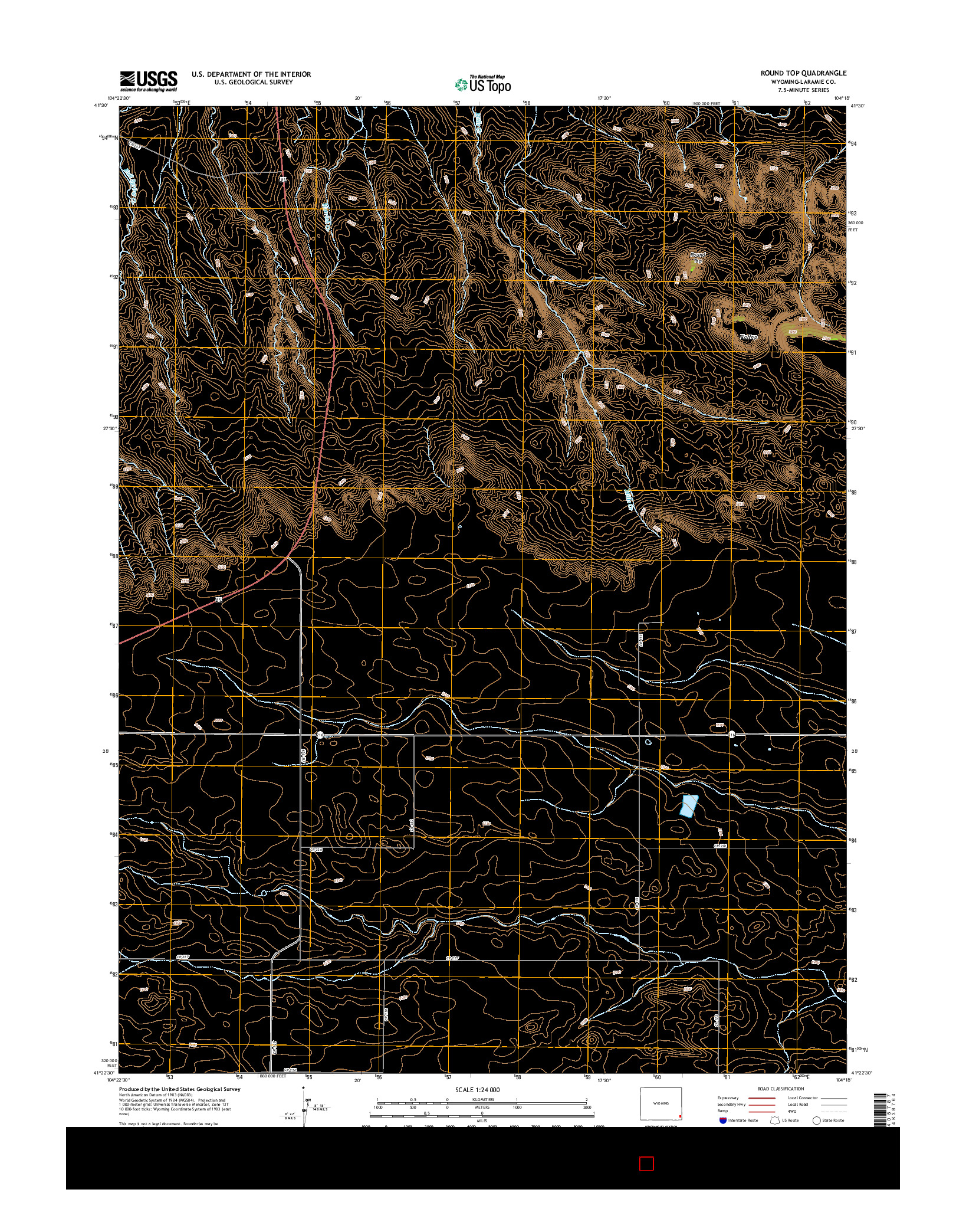 USGS US TOPO 7.5-MINUTE MAP FOR ROUND TOP, WY 2015