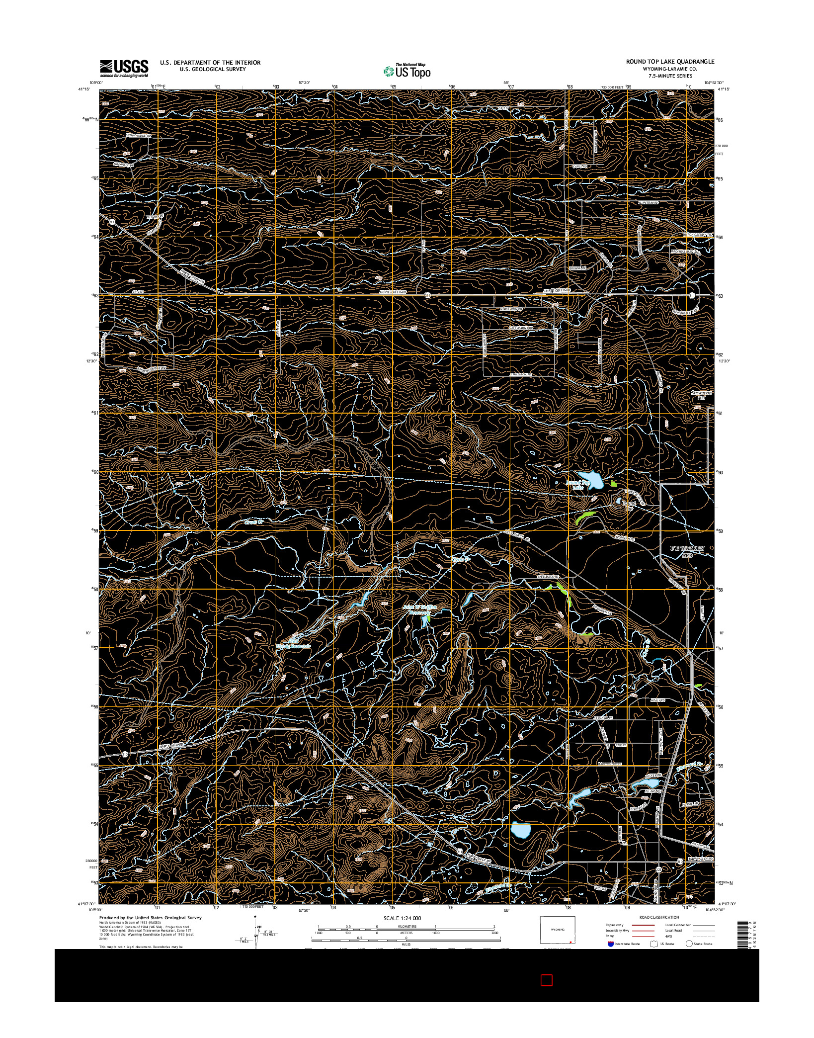 USGS US TOPO 7.5-MINUTE MAP FOR ROUND TOP LAKE, WY 2015