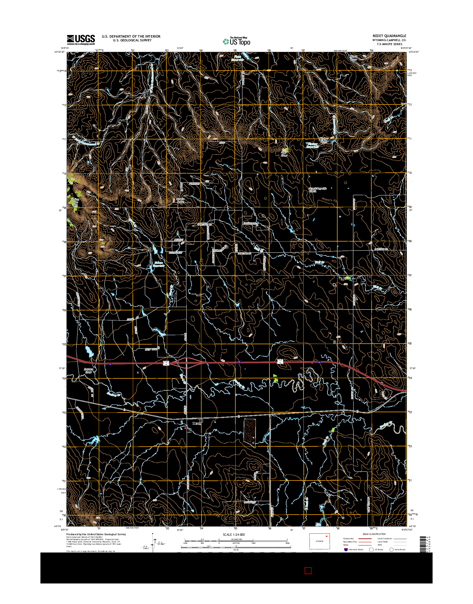USGS US TOPO 7.5-MINUTE MAP FOR ROZET, WY 2015