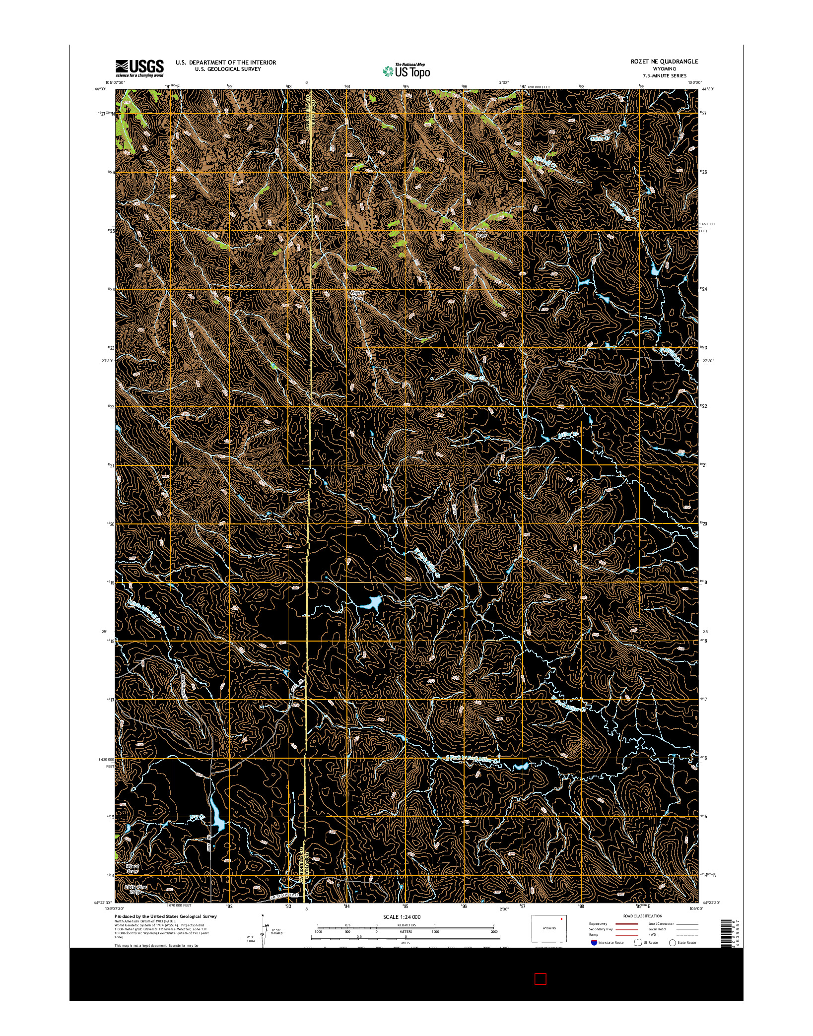 USGS US TOPO 7.5-MINUTE MAP FOR ROZET NE, WY 2015