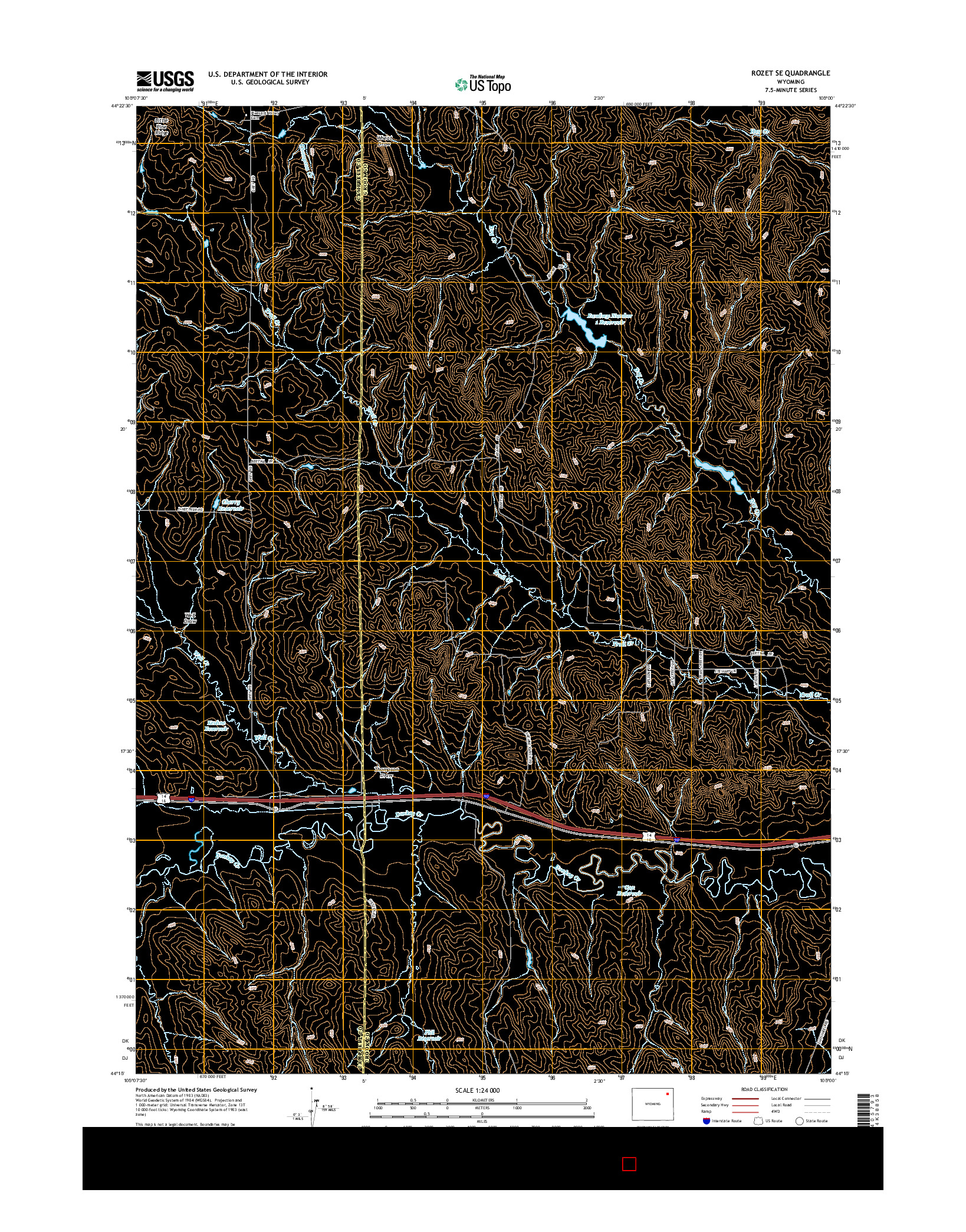 USGS US TOPO 7.5-MINUTE MAP FOR ROZET SE, WY 2015
