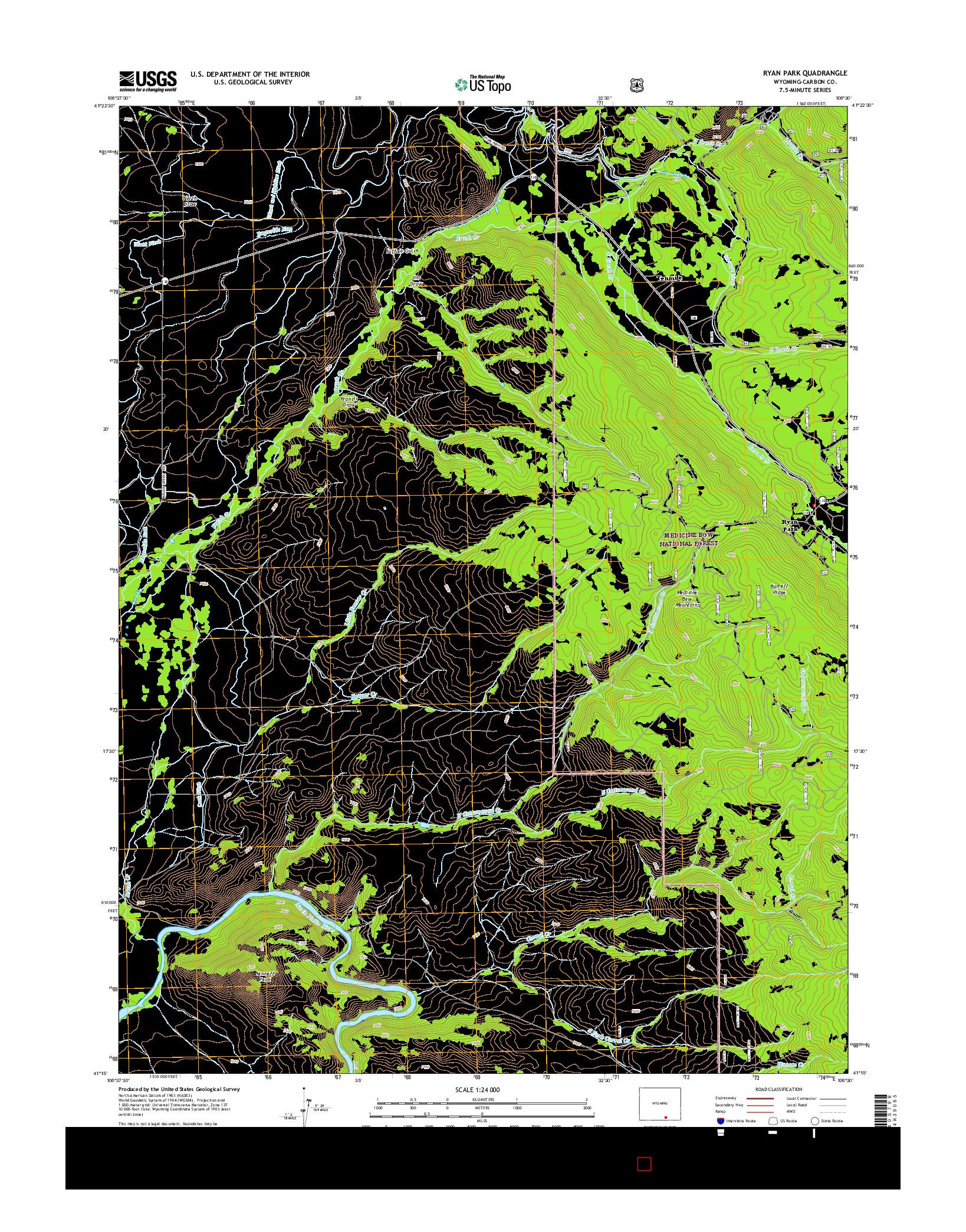 USGS US TOPO 7.5-MINUTE MAP FOR RYAN PARK, WY 2015