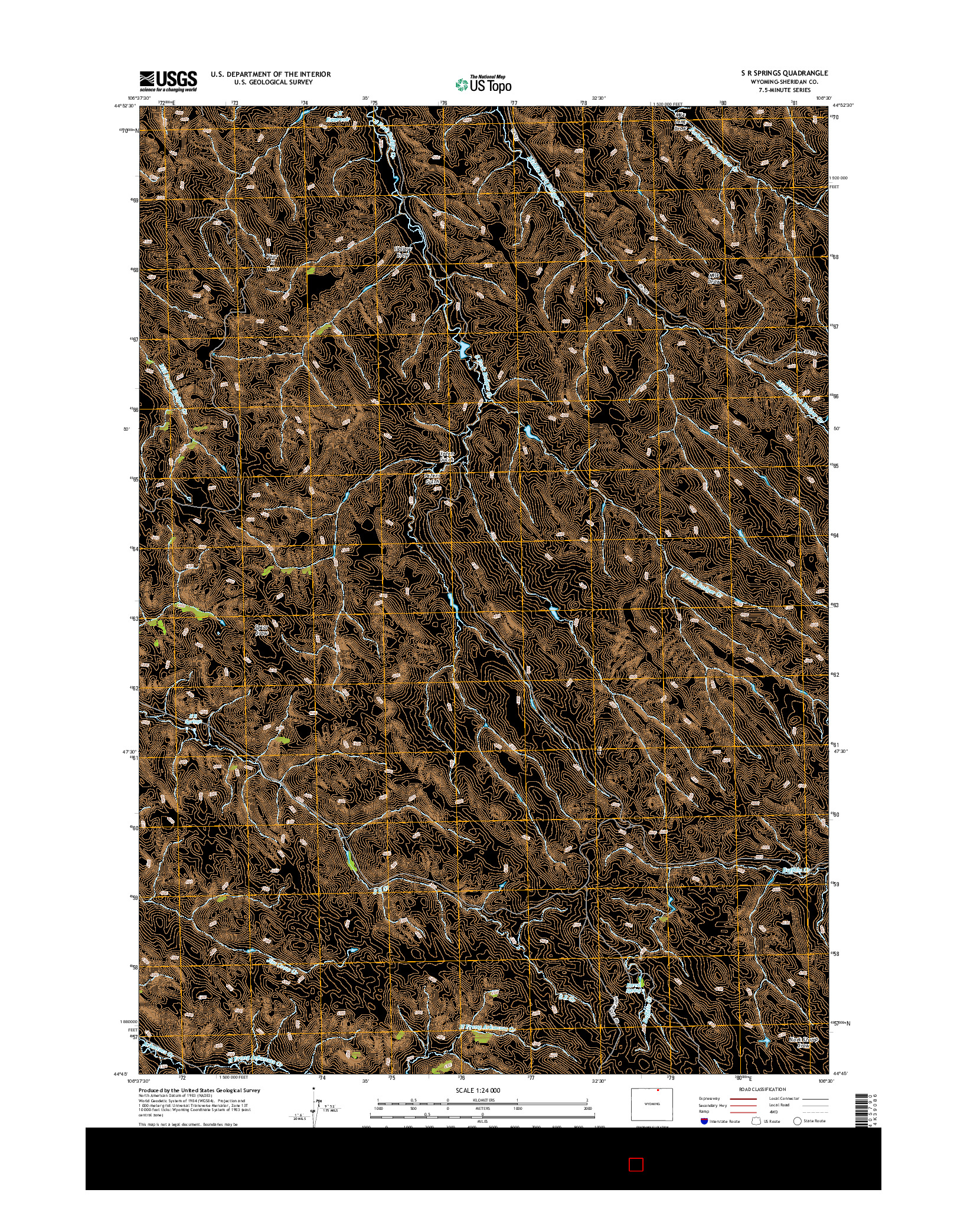 USGS US TOPO 7.5-MINUTE MAP FOR S R SPRINGS, WY 2015